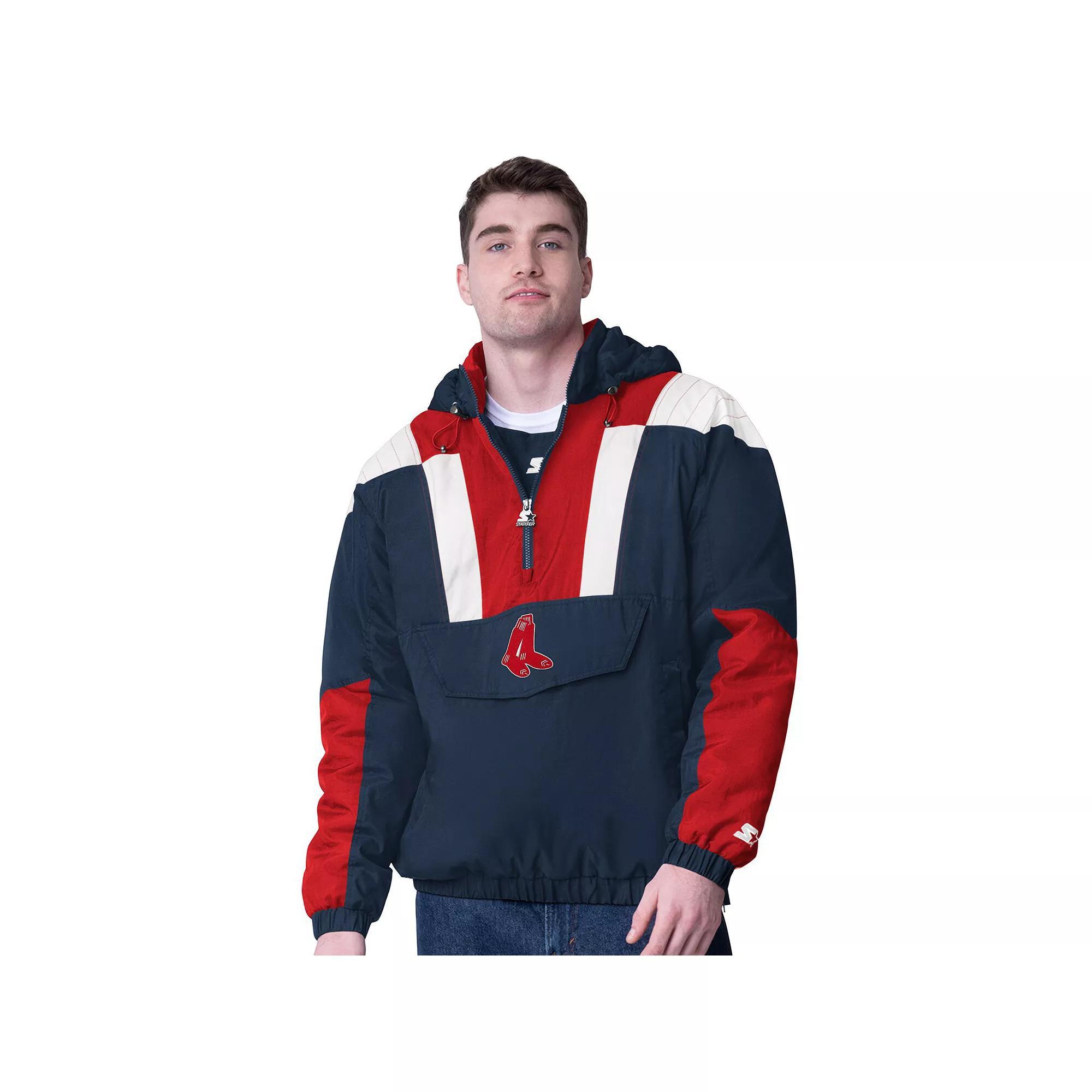 Men's Starter  Royal Atlanta Braves Cooperstown Collection Charger Half-Zip Jacket, Size: 3XL, Blue Product Image