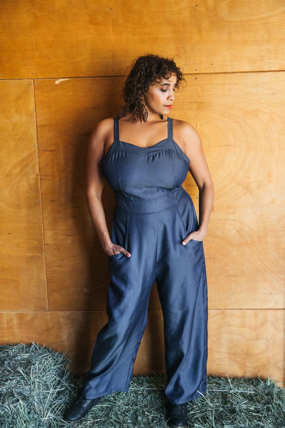 Yolked Juniper Jumpsuit in Denim Tencel Product Image