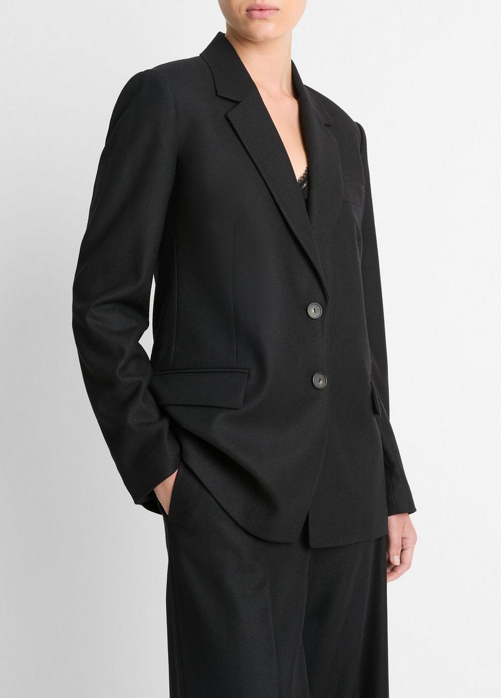 Womens Italian Wool-Blend Flannel Blazer, Black, Size 10 Vince Product Image