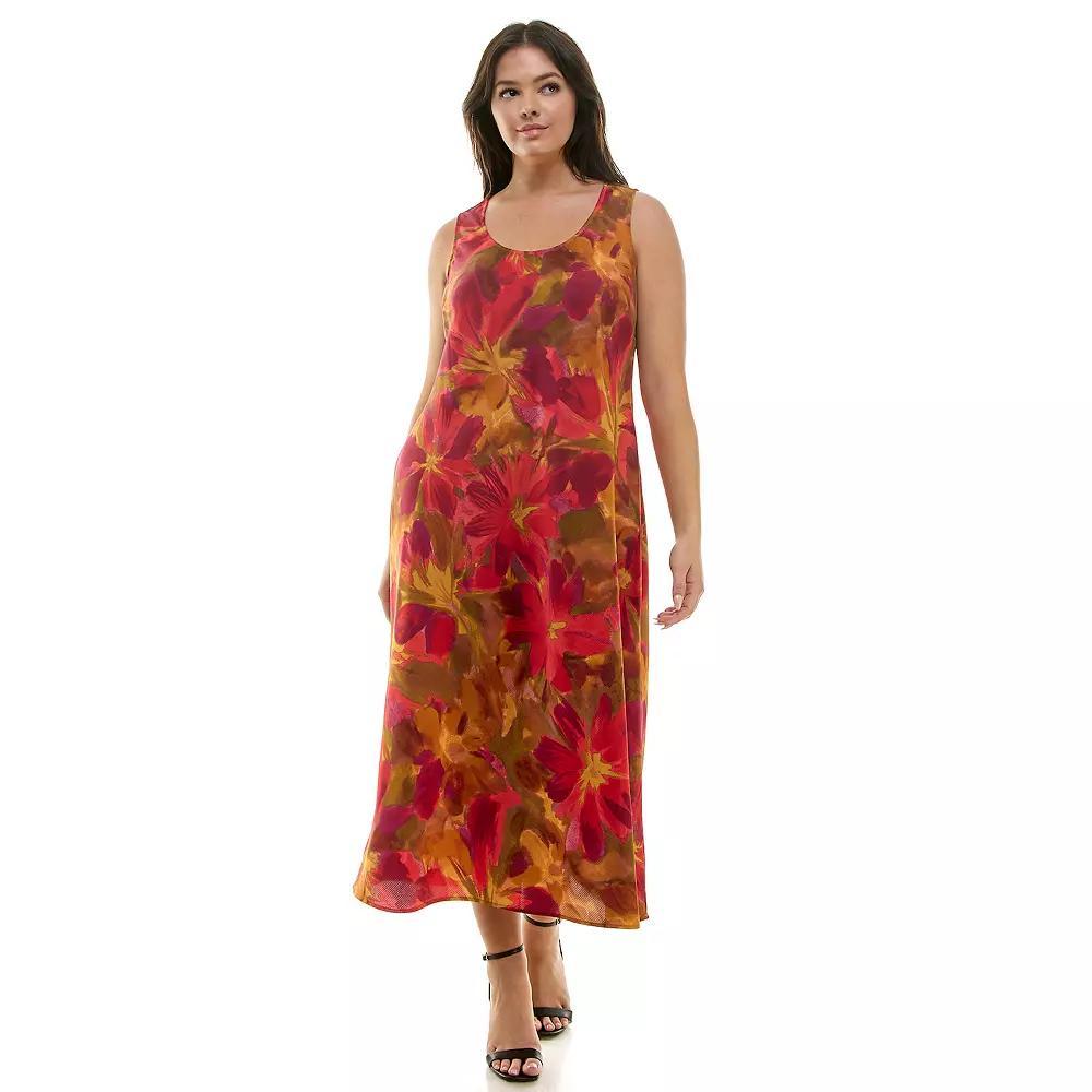 Plus Size Luxology Satin Slip Dress, Women's, Size: 3XL, Green Wine Gold Product Image