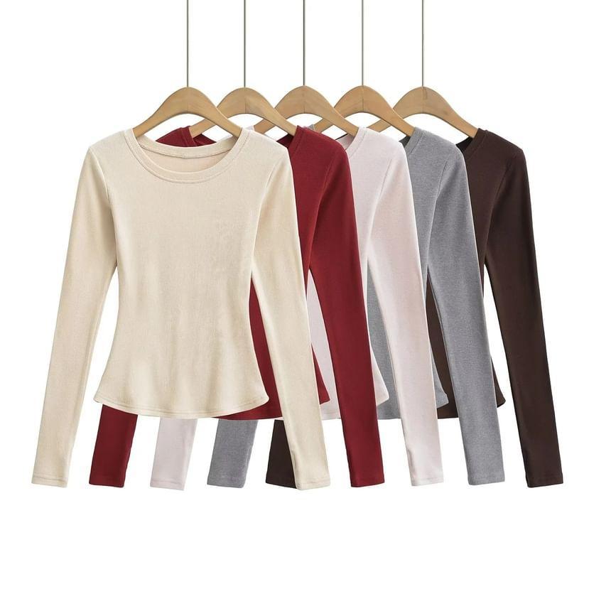 Long-Sleeve Crewneck Plain Tee Product Image