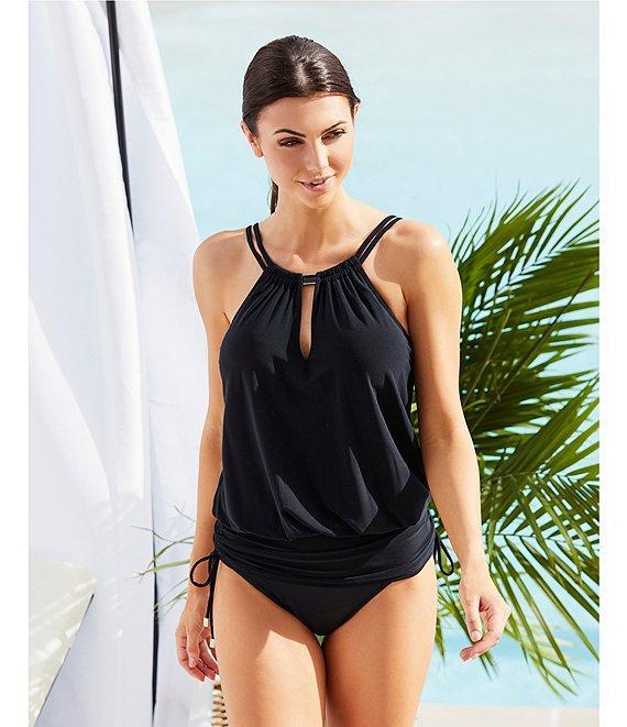 Magicsuit Susan Solid Underwire Keyhole Highneck Blouson Side Tie One Piece Convertible Swim Dress Product Image