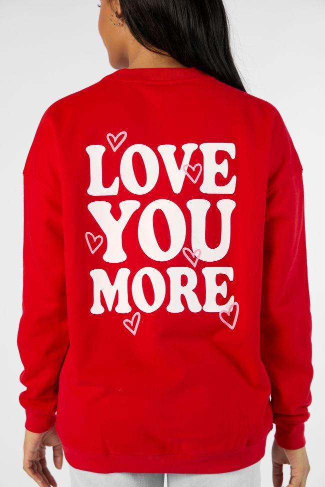 Love You More Red Oversized Graphic Sweatshirt SALE Product Image