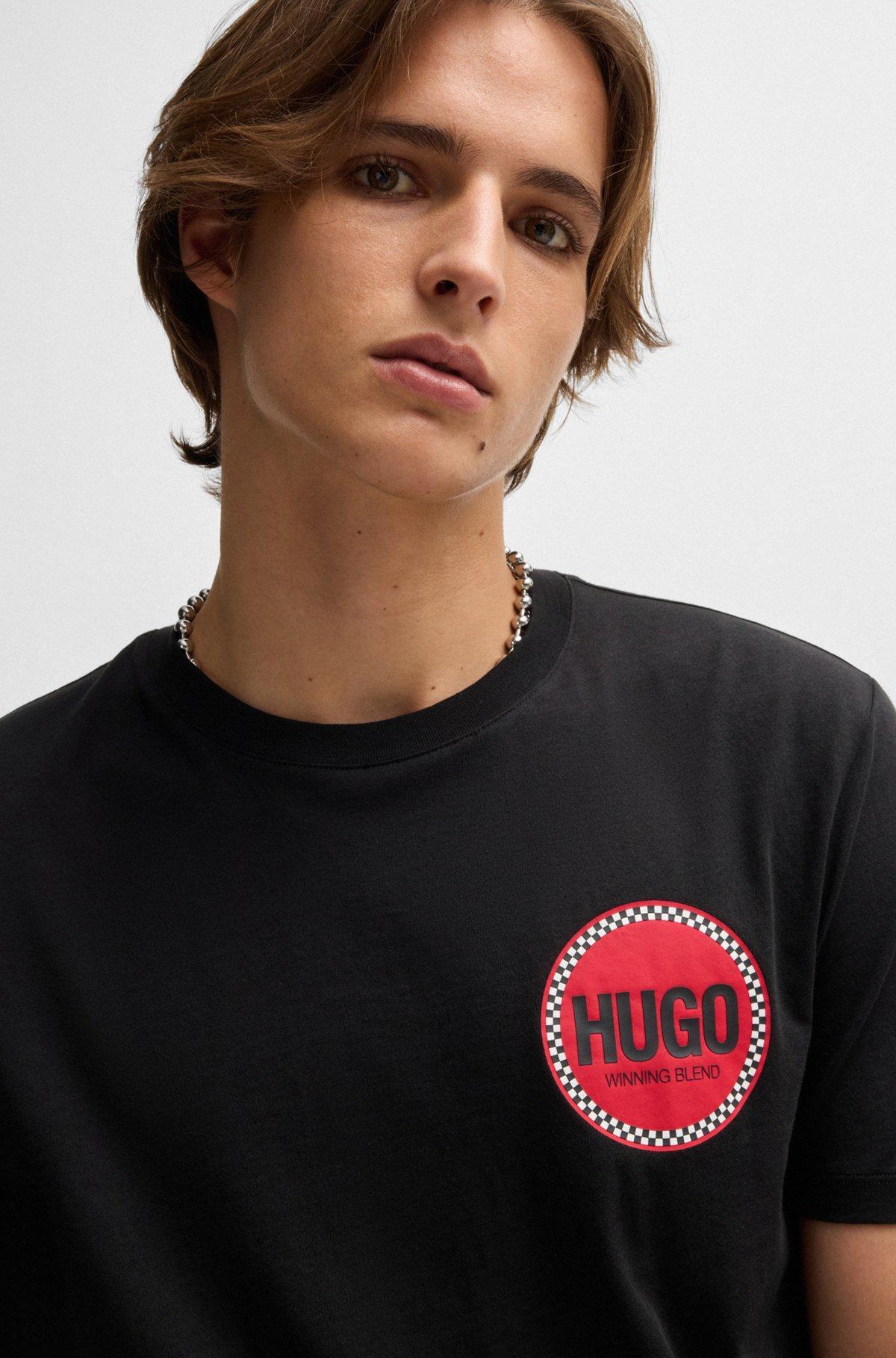 Cotton-jersey T-shirt with racing logo print Product Image