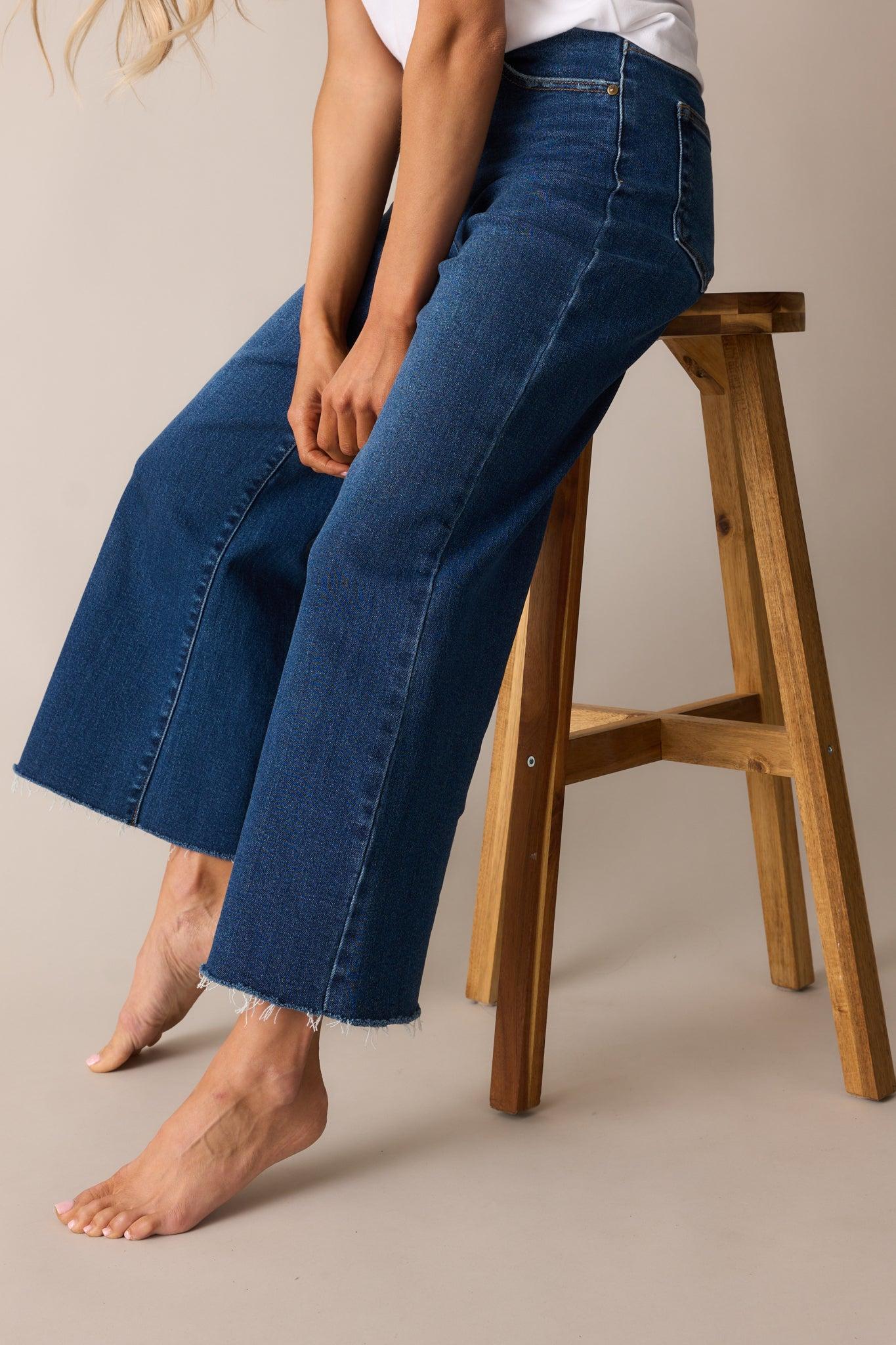 Already On It Dark Wash Wide Leg Jeans Product Image
