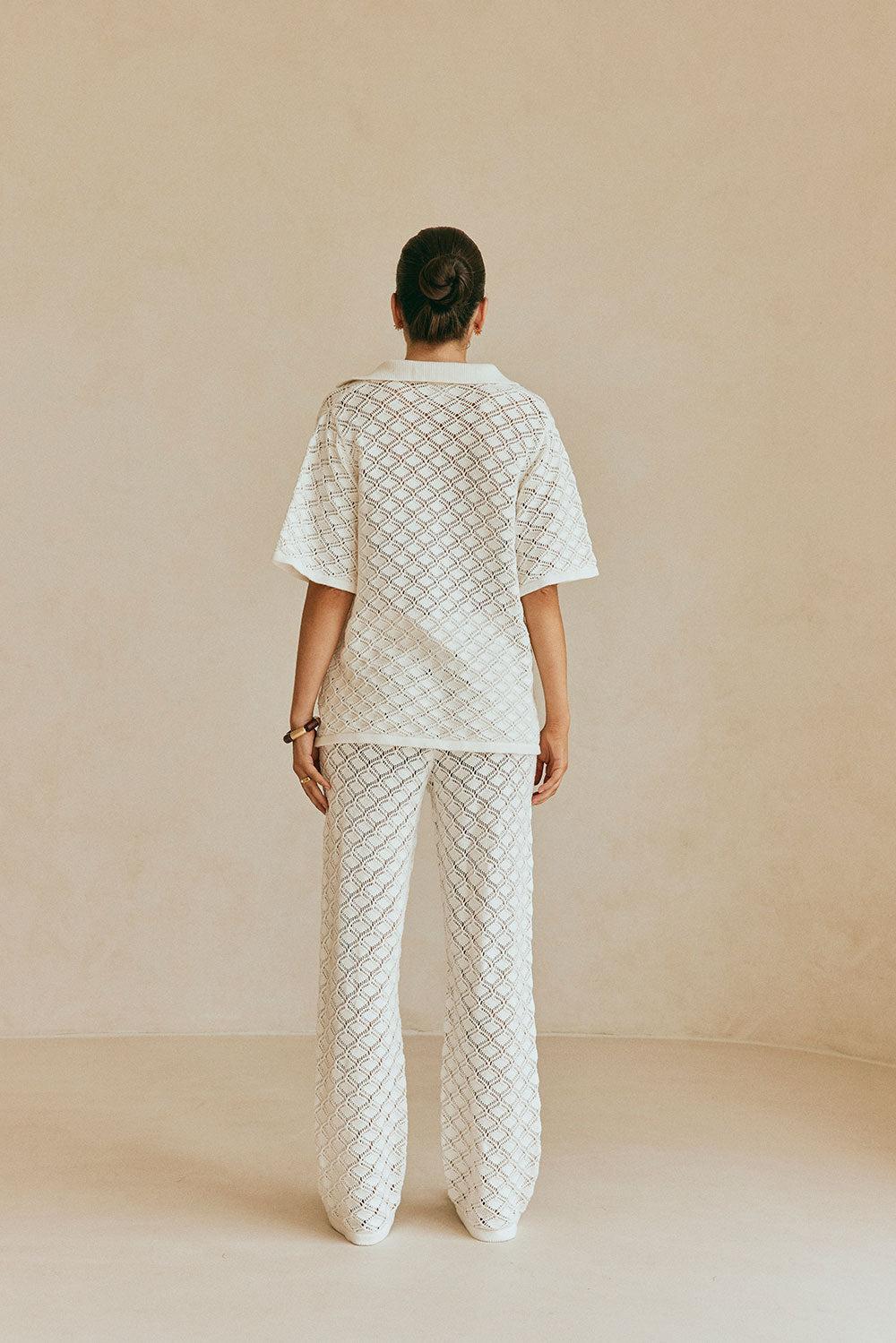 Aya Pants - White Knit Product Image