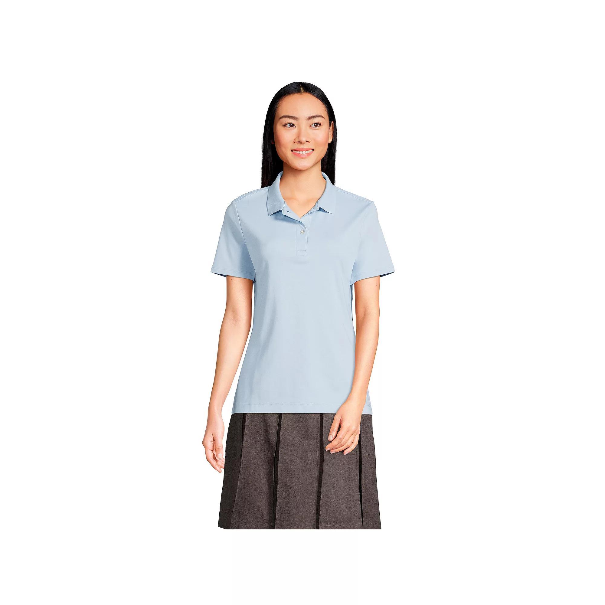 Womens Lands End School Uniform Short Sleeve Interlock Polo Shirt Product Image