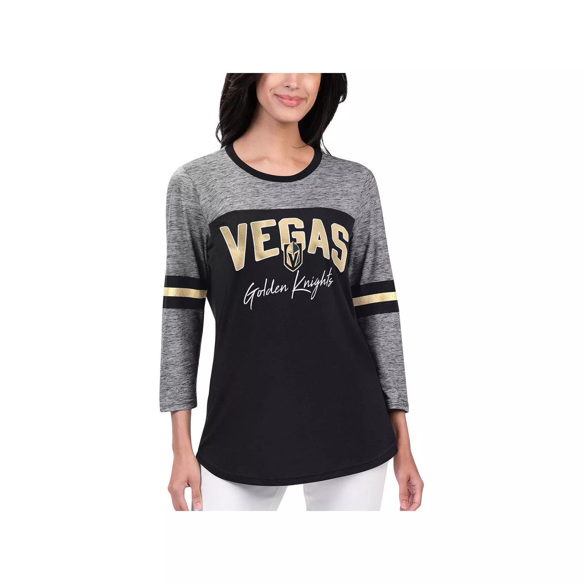 Women's G-III 4Her by Carl Banks Black Vegas Golden Knights Play The Game 3/4-Sleeve T-Shirt, Size: XL, Lvk Black Product Image