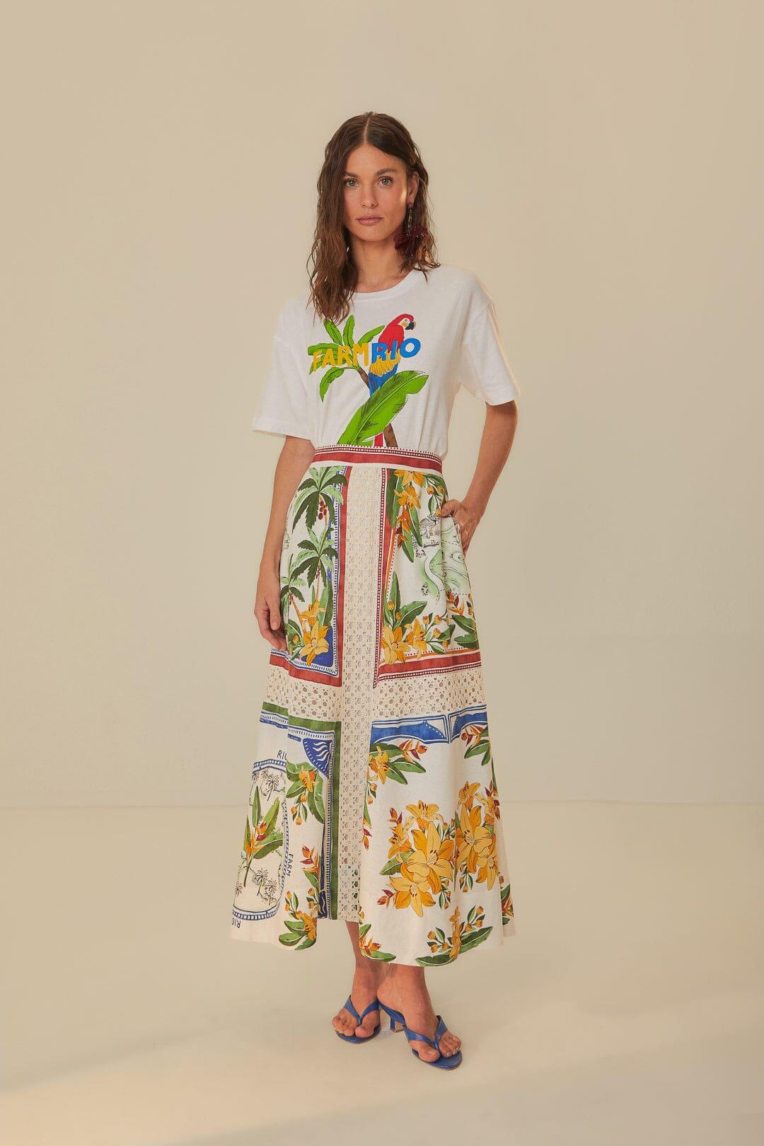 Womens Tropical Destination Crochet Midi-Skirt Product Image
