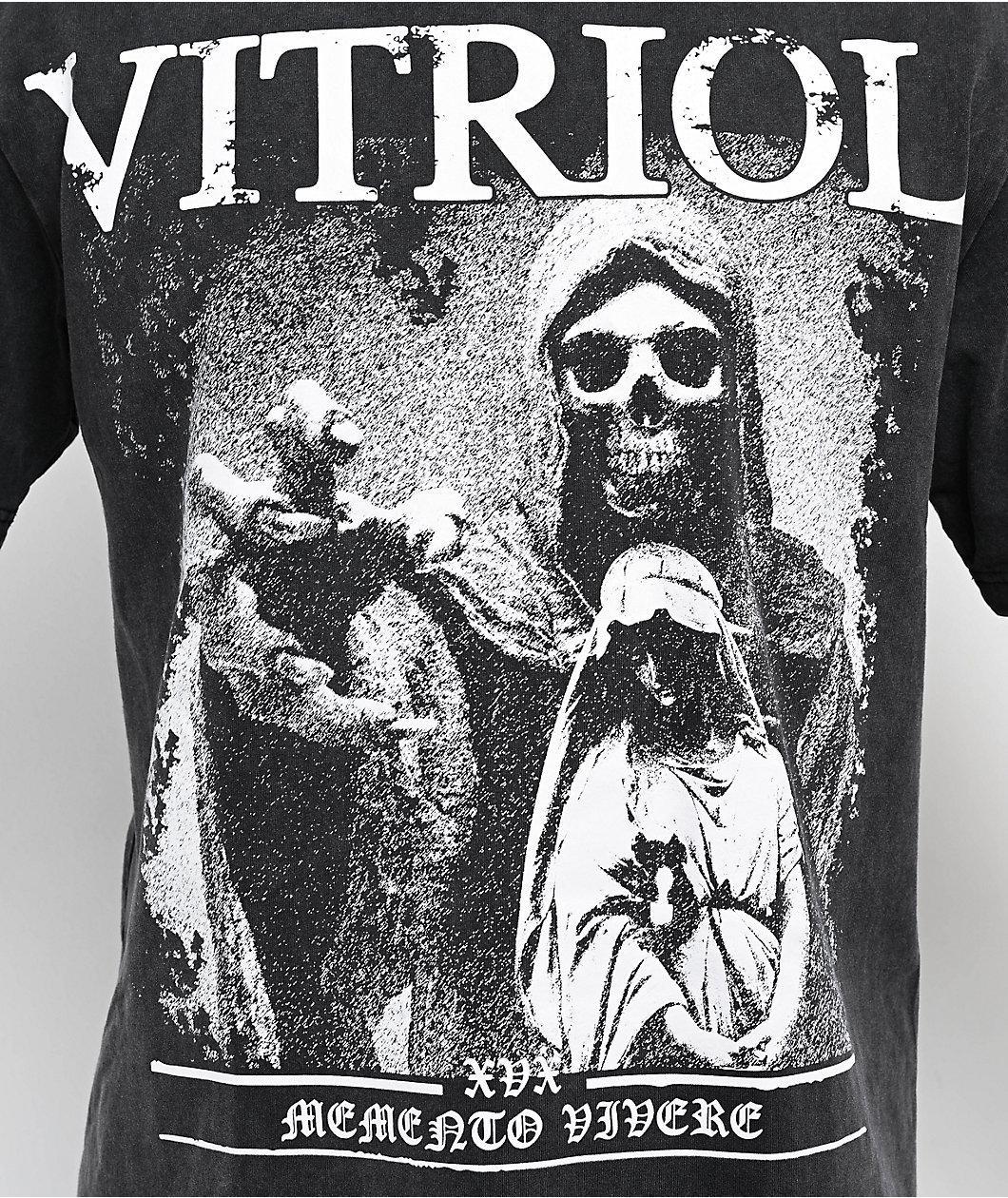Vitriol Memento Vivere Black Wash T-Shirt Product Image