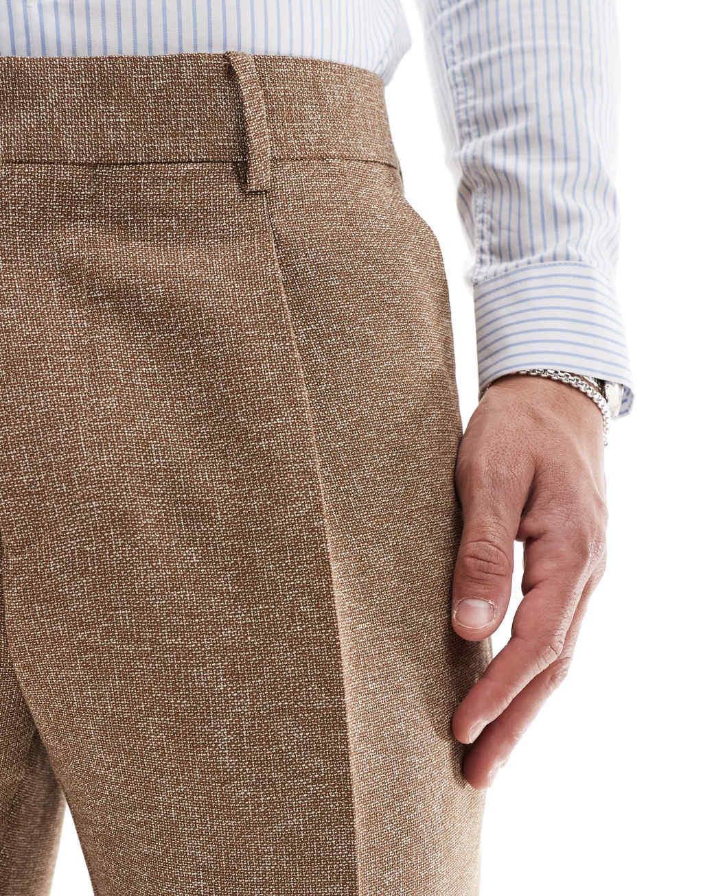 Shelby and Sons tailored slim pant in mid brown - part of a set Product Image