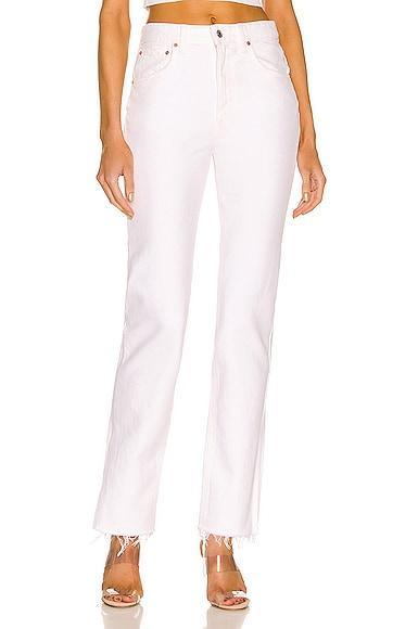 GRLFRND Harlow High Rise Boot in White. Size 24, 29, 31, 32. Product Image