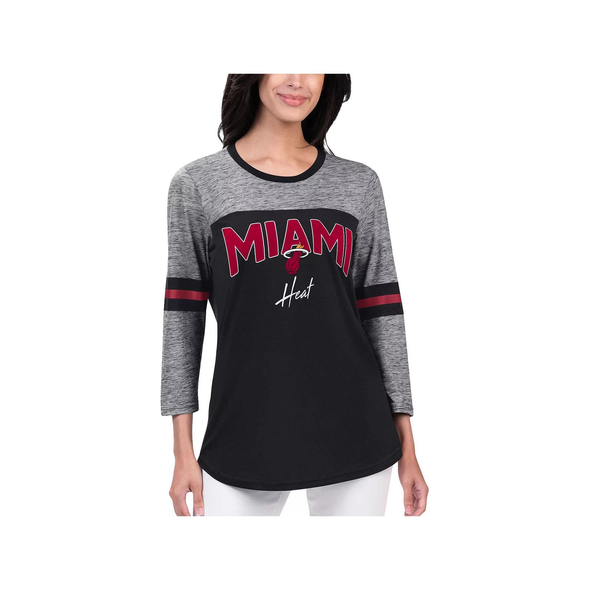Women's G-III 4Her by Carl Banks Black Miami Heat Play the Game Three-Quarter Sleeve T-Shirt, Size: XL Product Image