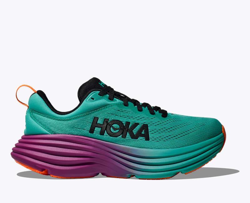 HOKA Mens Bondi 8 Shoes in Lettuce/Solar Flare, Size 10.5 Product Image
