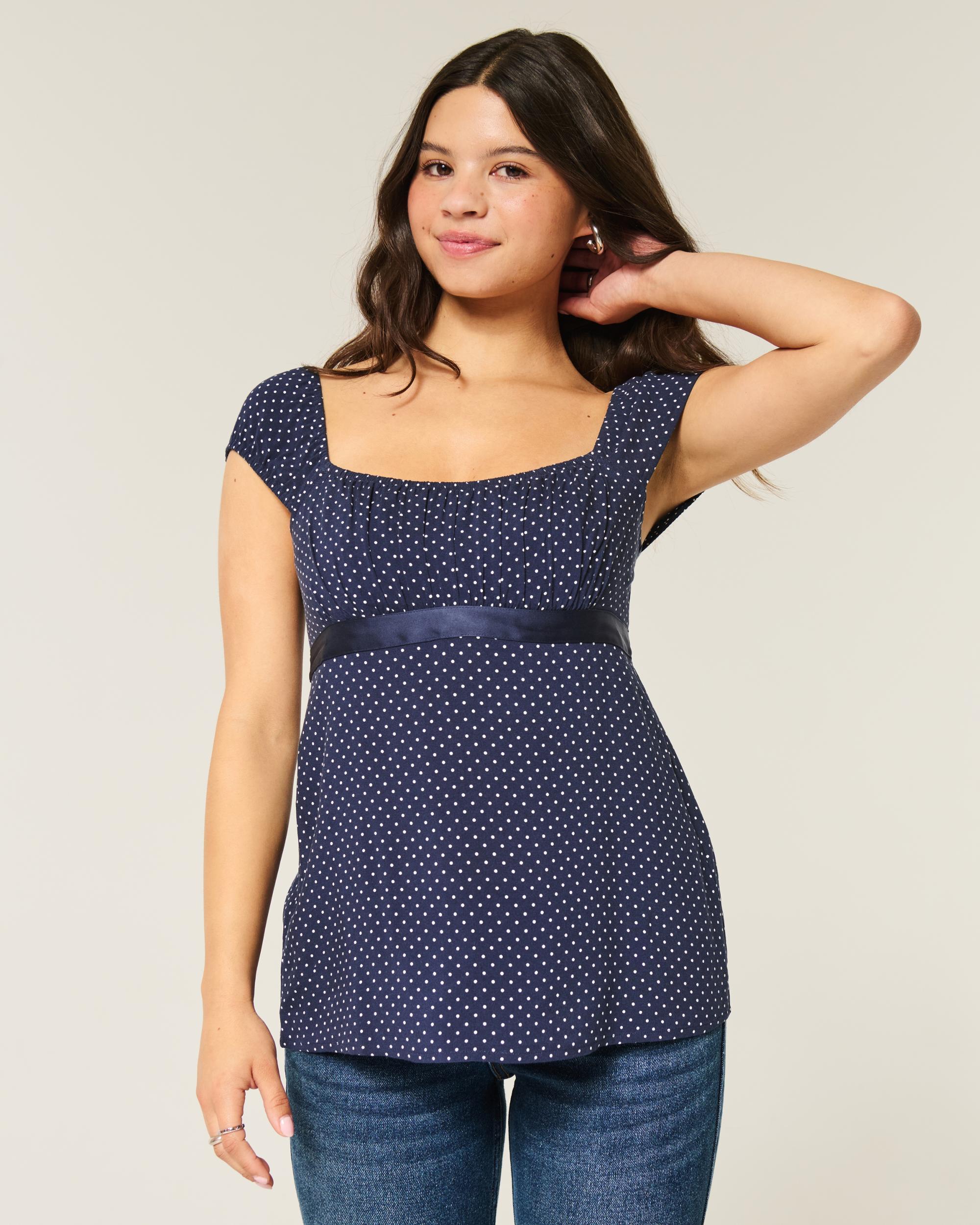 Easy Satin Tie Babydoll Top Product Image