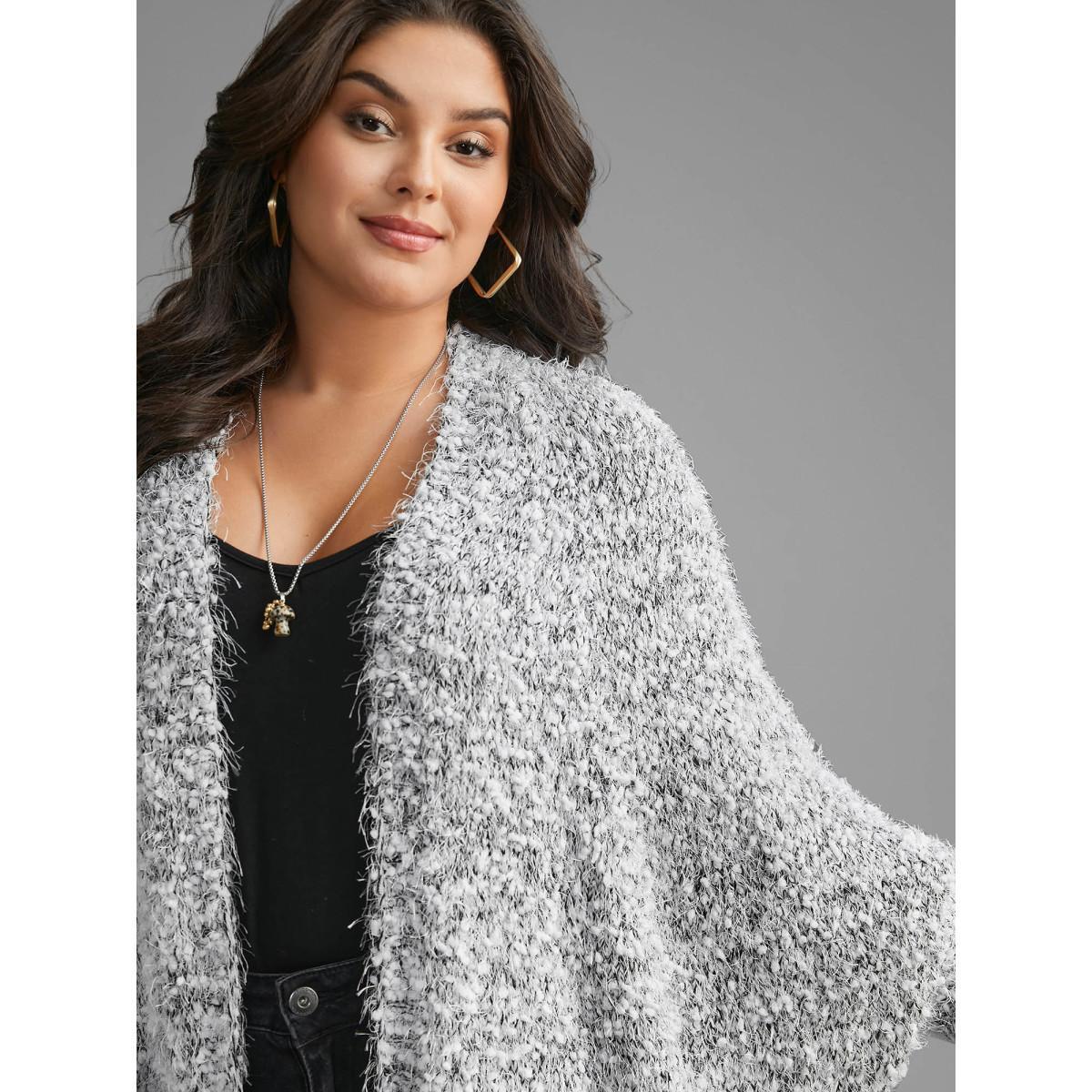 Plus Size Heather Arc Hem Dolman Sleeve Cardigan Mediumgray Women Casual Loose Long Sleeve Everyday Cardigans BloomChic 30/6X Product Image