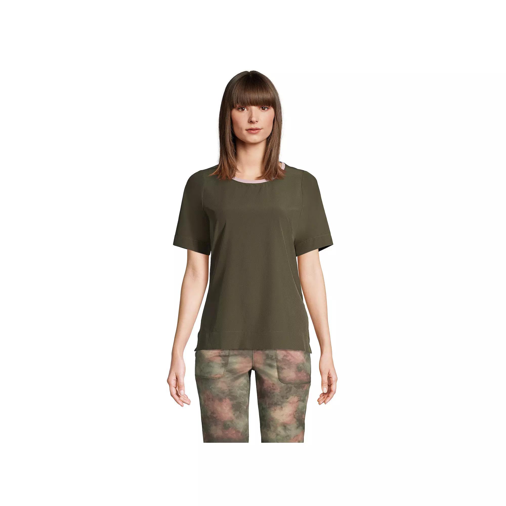 Women's Lands' End 365 Commuter Elbow-Sleeve Tunic Top, Size: XL, Green Moss Product Image