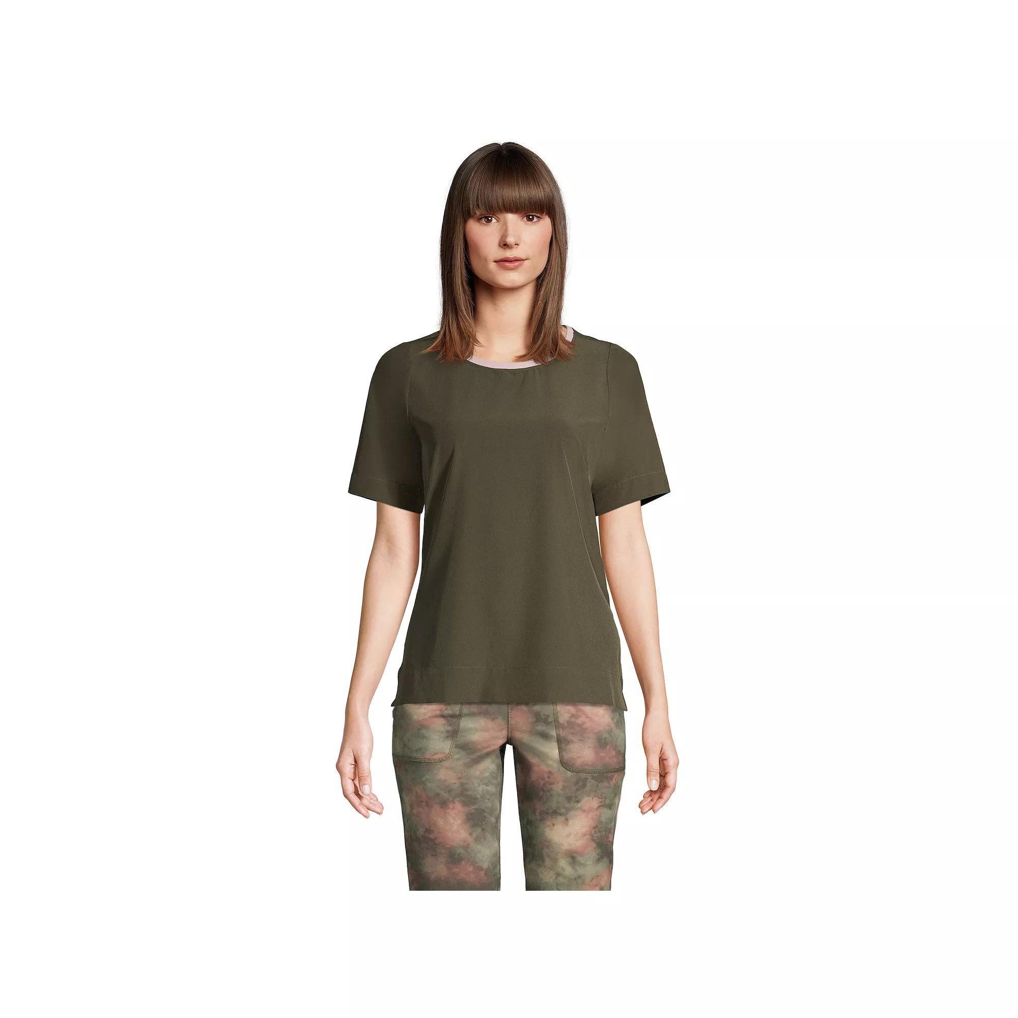 Women's Lands' End 365 Commuter Elbow-Sleeve Tunic Top, Size: XL, Green Moss Product Image
