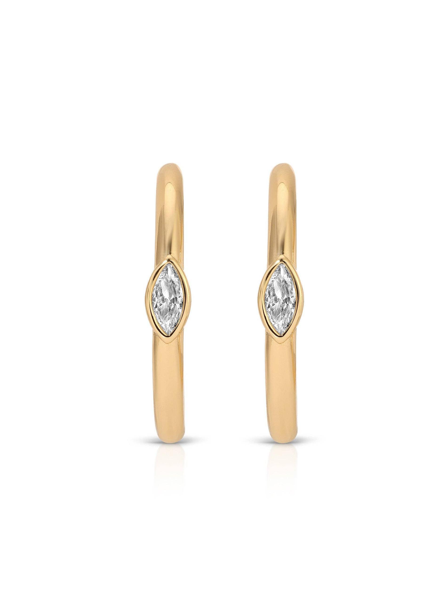 Medium Marquise Crystal Hoops Product Image