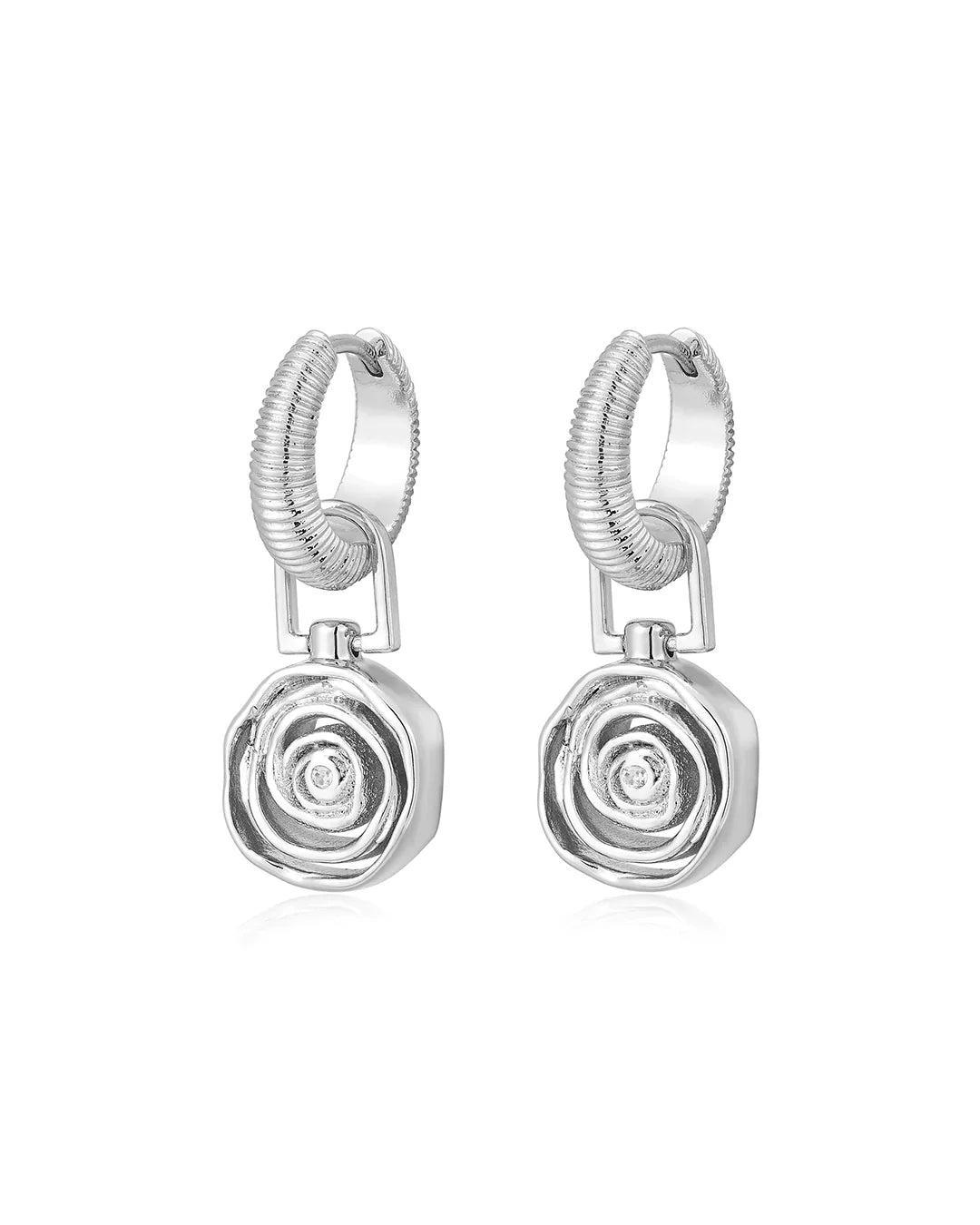 LUV AJ | Rosette Coil Charm Hoop Earrings Product Image