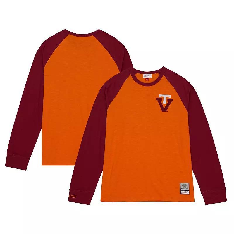 Men's Mitchell & Ness Orange Virginia Tech Hokies Legendary Slub Raglan Long Sleeve T-Shirt, Size: XL Product Image