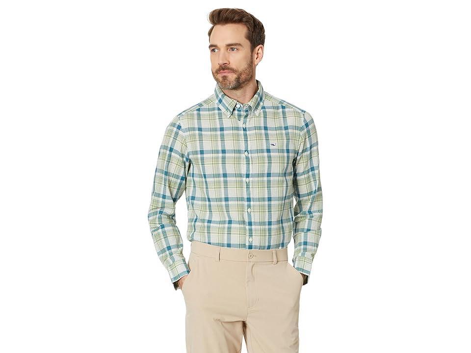 Vineyard Vines Plaid Madras Whale Shirt (Mallard Plaid) Men's Clothing Product Image