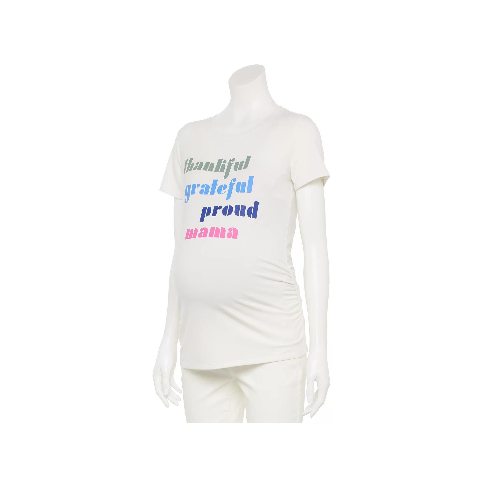 Maternity Sonoma Goods For Life® Fitted Crewneck Graphic Tee, Women's, Size: Large-Mat, Thankful Mama Product Image