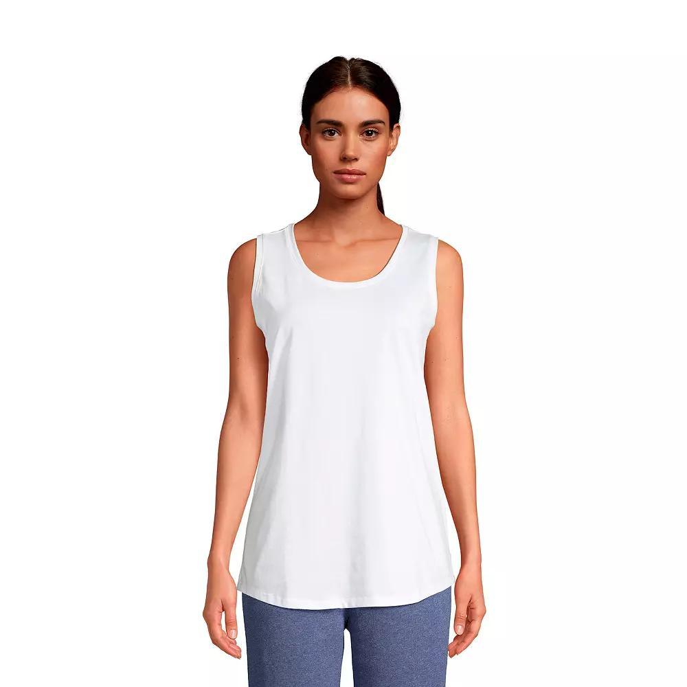 Women's Lands' End Supima Cotton Scoopneck Tunic Tank Top, Size: Small Petite, Black Product Image