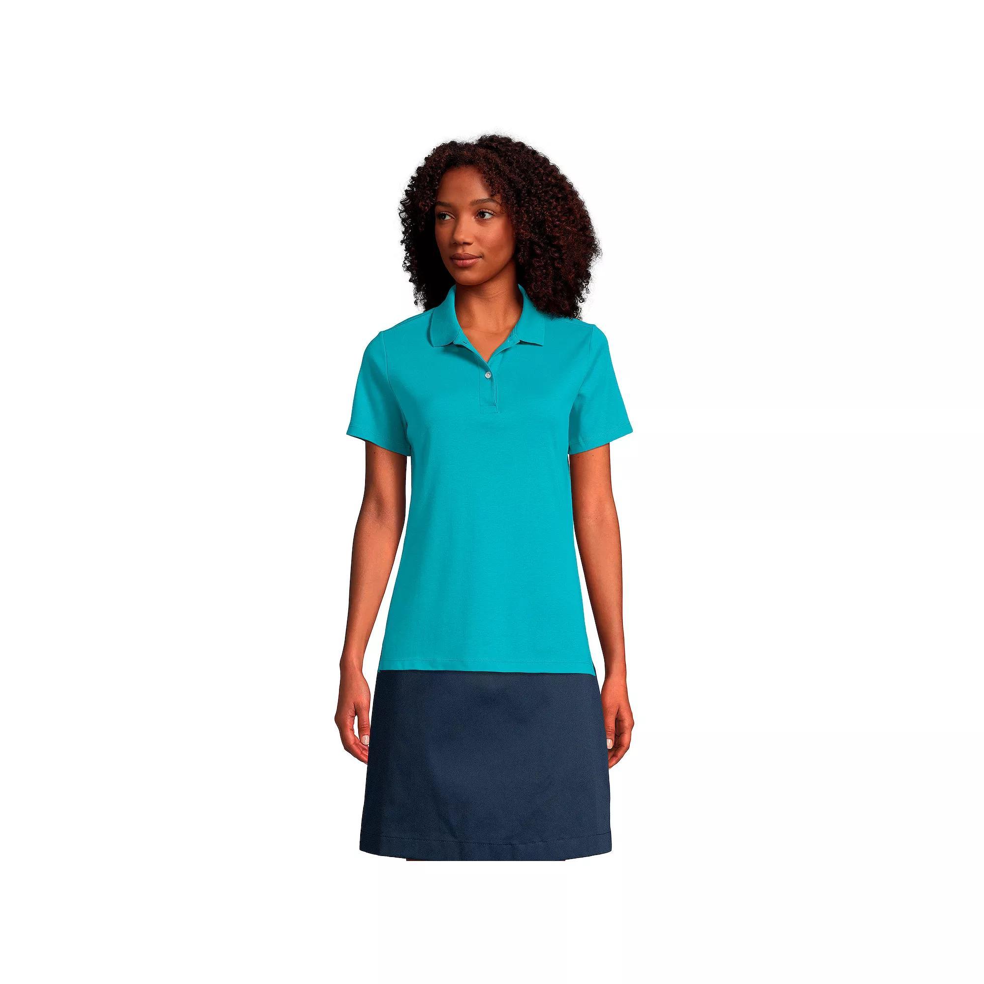 Womens Lands End School Uniform Short Sleeve Interlock Polo Shirt Product Image