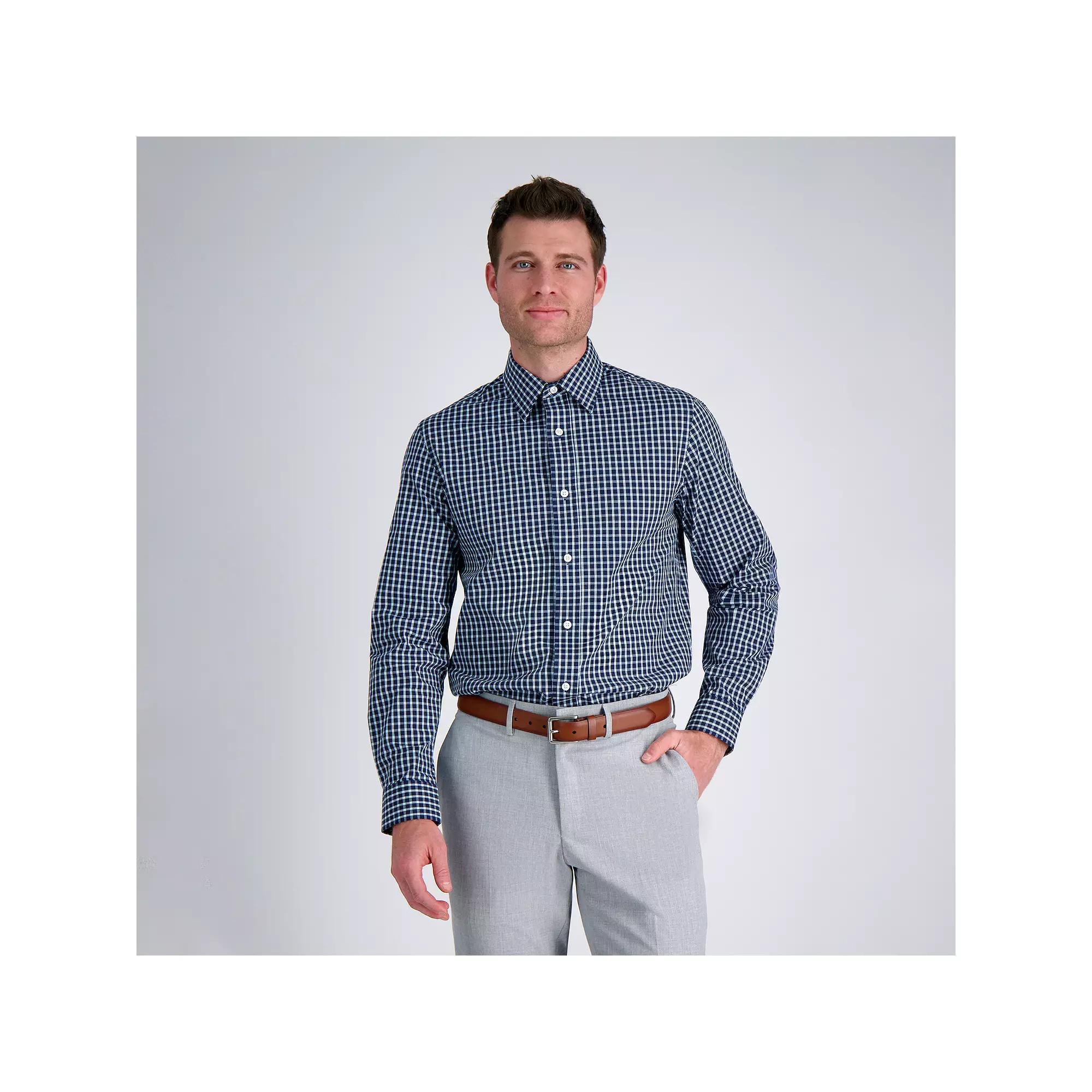 Men's Haggar® Premium Performance Slim Fit Dress Shirt, Size: 14.5-32/33, Blue Check Product Image