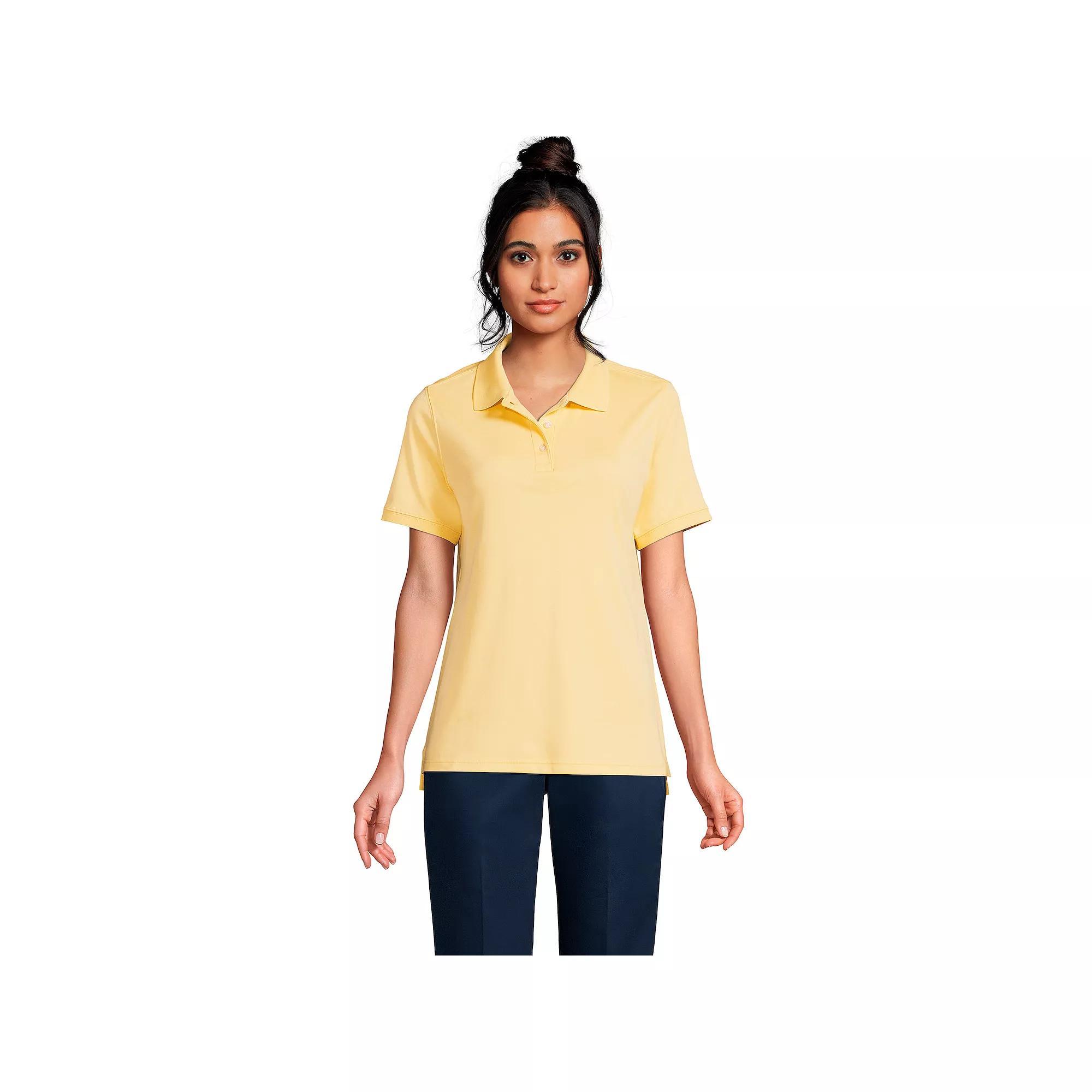 Women's Tall Lands' End School Uniform Short Sleeve Interlock Polo, Size: Small Tall, Blue Product Image