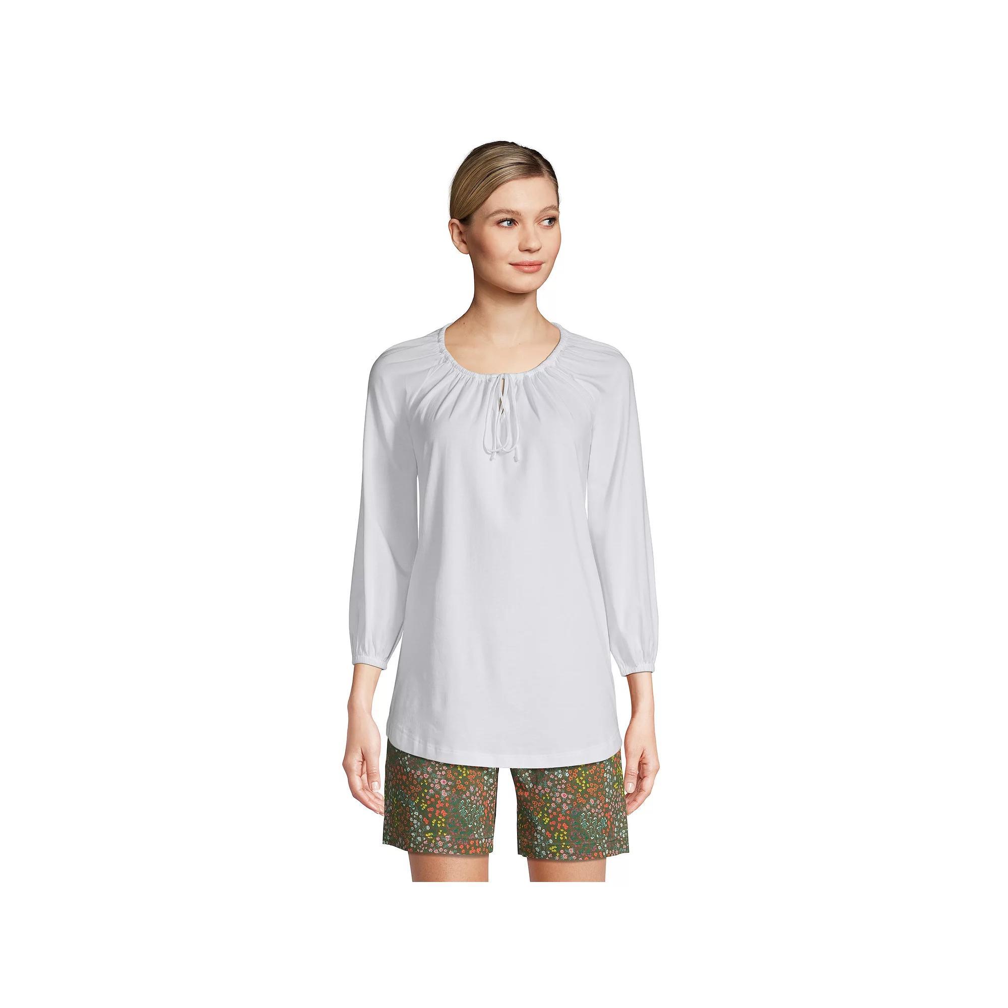 Petite Lands End Peasant Tunic Top, Womens Product Image