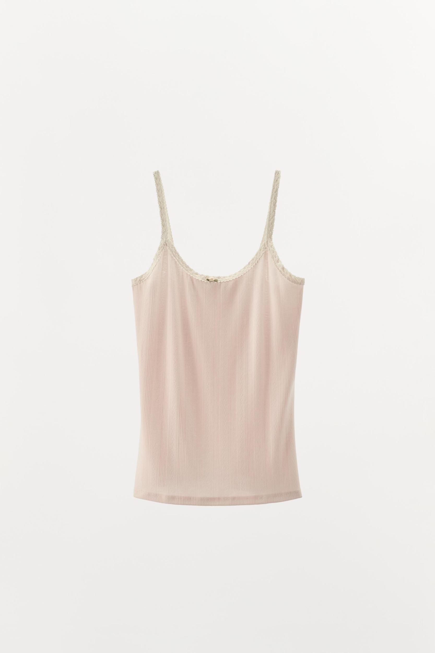 POINTELLE LACE STRAP TOP Product Image