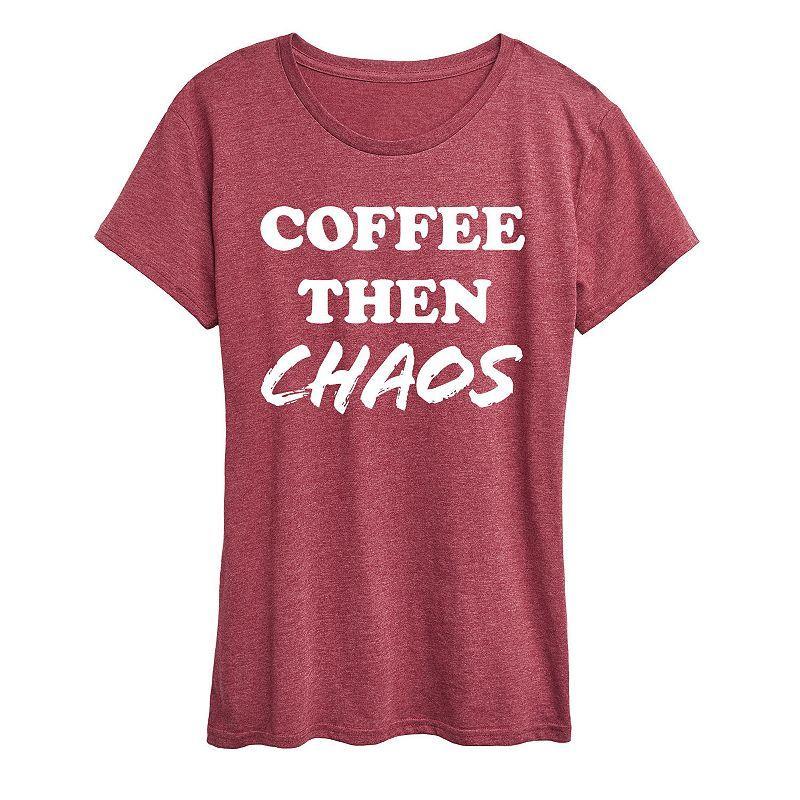 Womens Coffee Then Chaos Graphic Tee, Girls Heather Grey Product Image