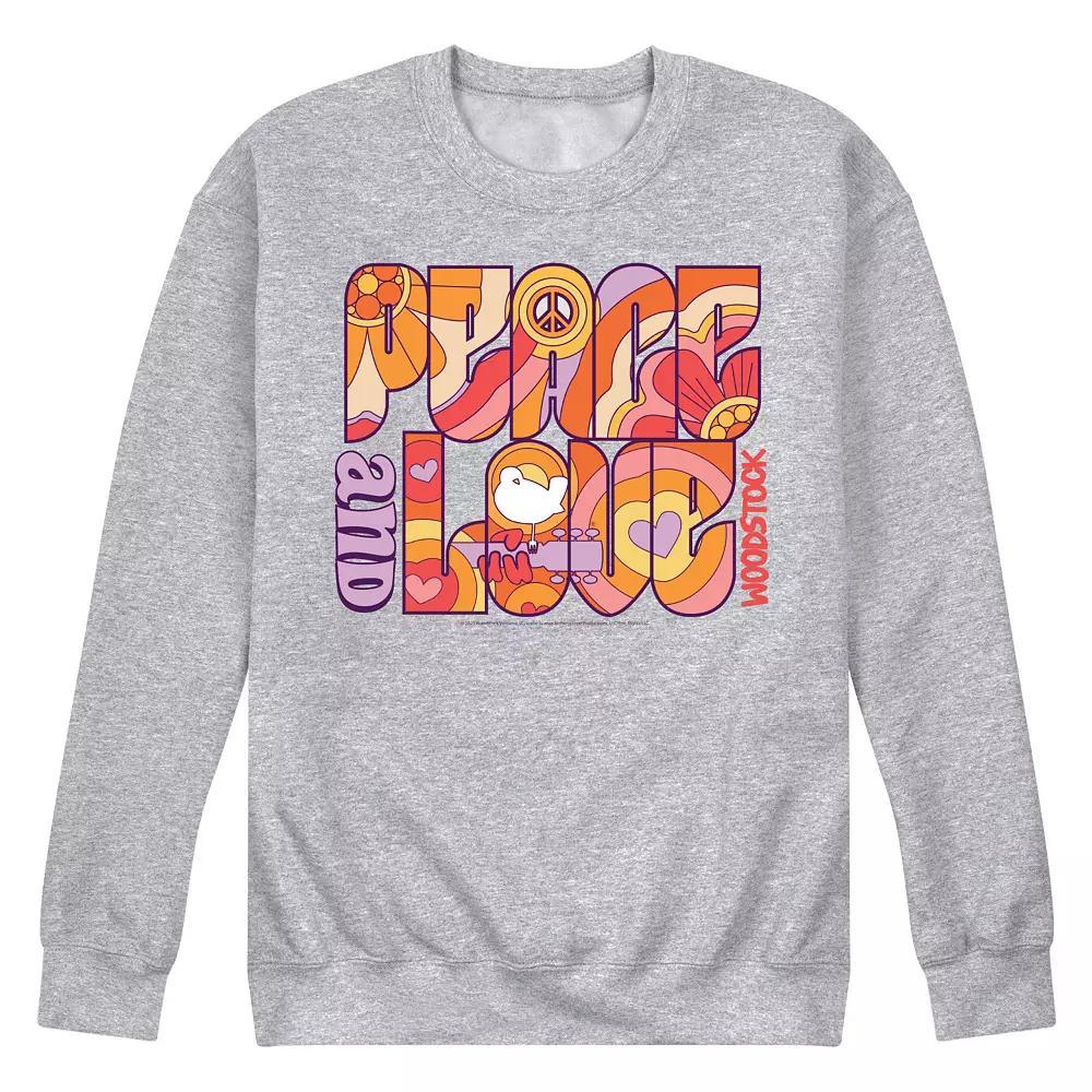 Mens Woodstock Peace And Love Graphic Fleece Blue Product Image