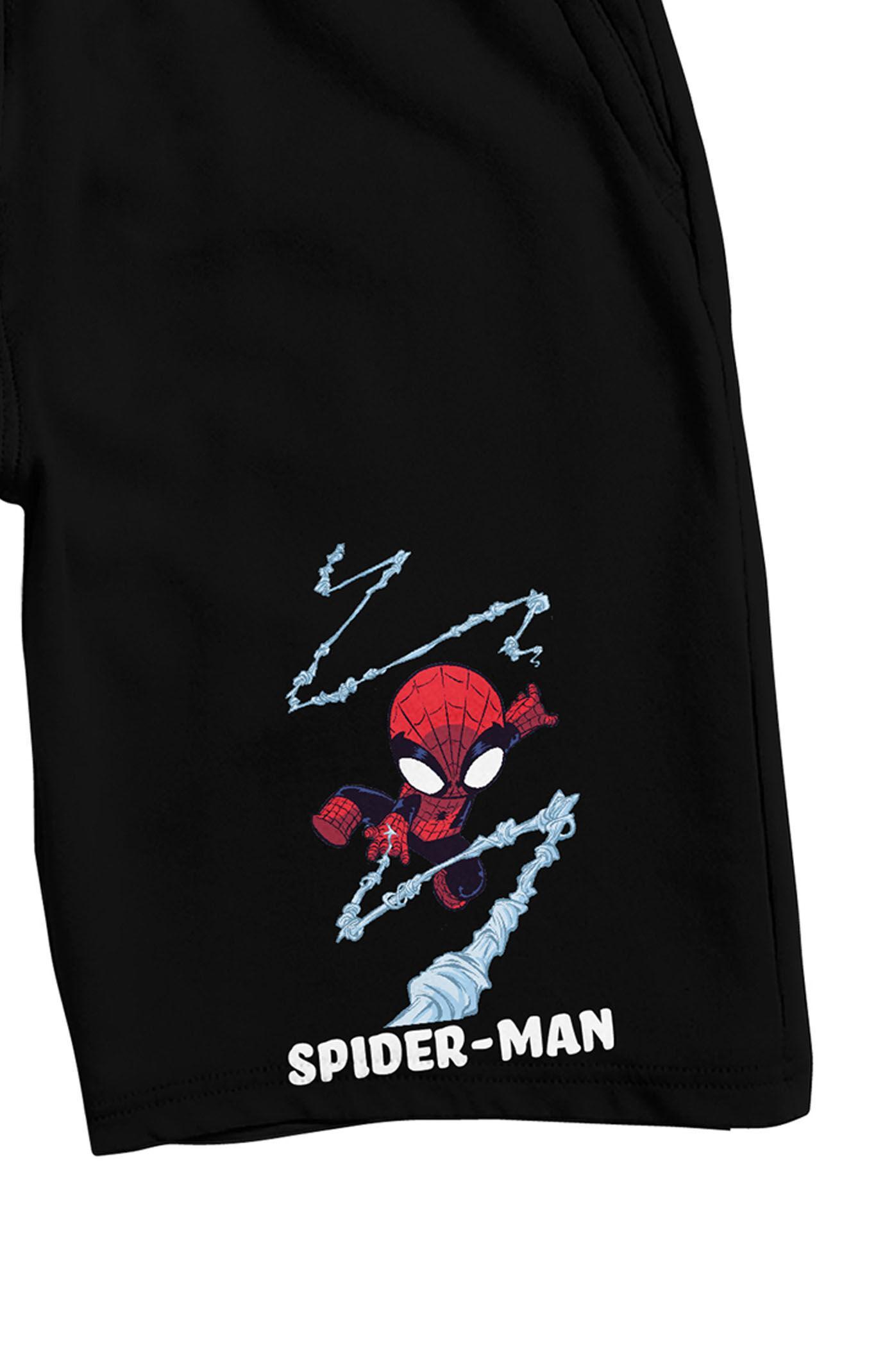 Men's Marvel Universe Chibi Spider-Man Sleep Shorts, Size: Small, Black Product Image