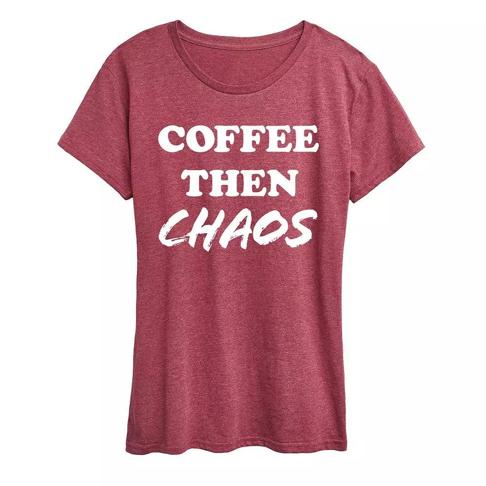 Womens Coffee Then Chaos Graphic Tee, Girls Heather Grey Product Image
