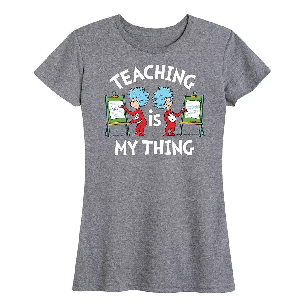 Women's Dr. Seuss Teaching Is My Thing Graphic Tee, Girl's, Size: XL, Grey Gray Product Image
