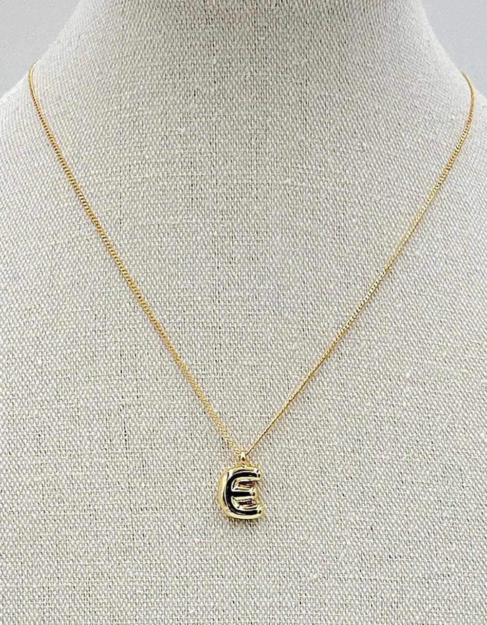 DO EVERYTHING IN LOVE 14K Gold Dipped E Initial Bubble Necklace - GOLD Product Image