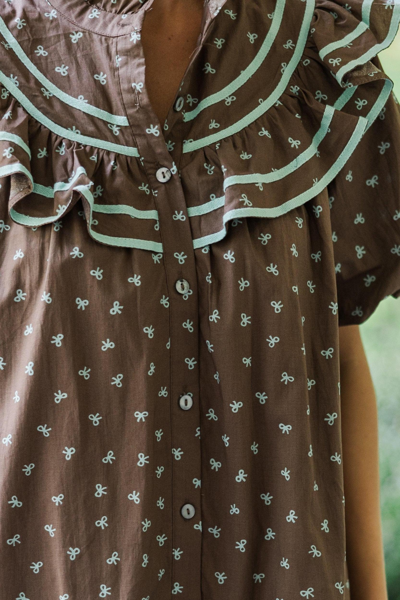 I See You There Brown Bow Printed Dress Female Product Image