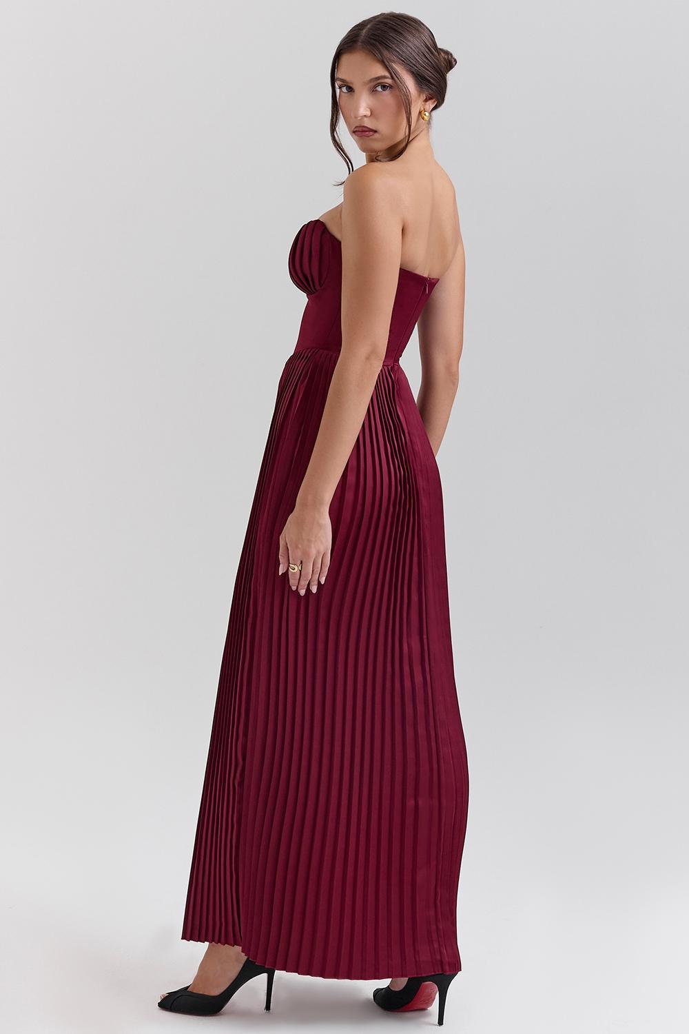 Marcella Berry Pleated Georgette Maxi Dress Product Image