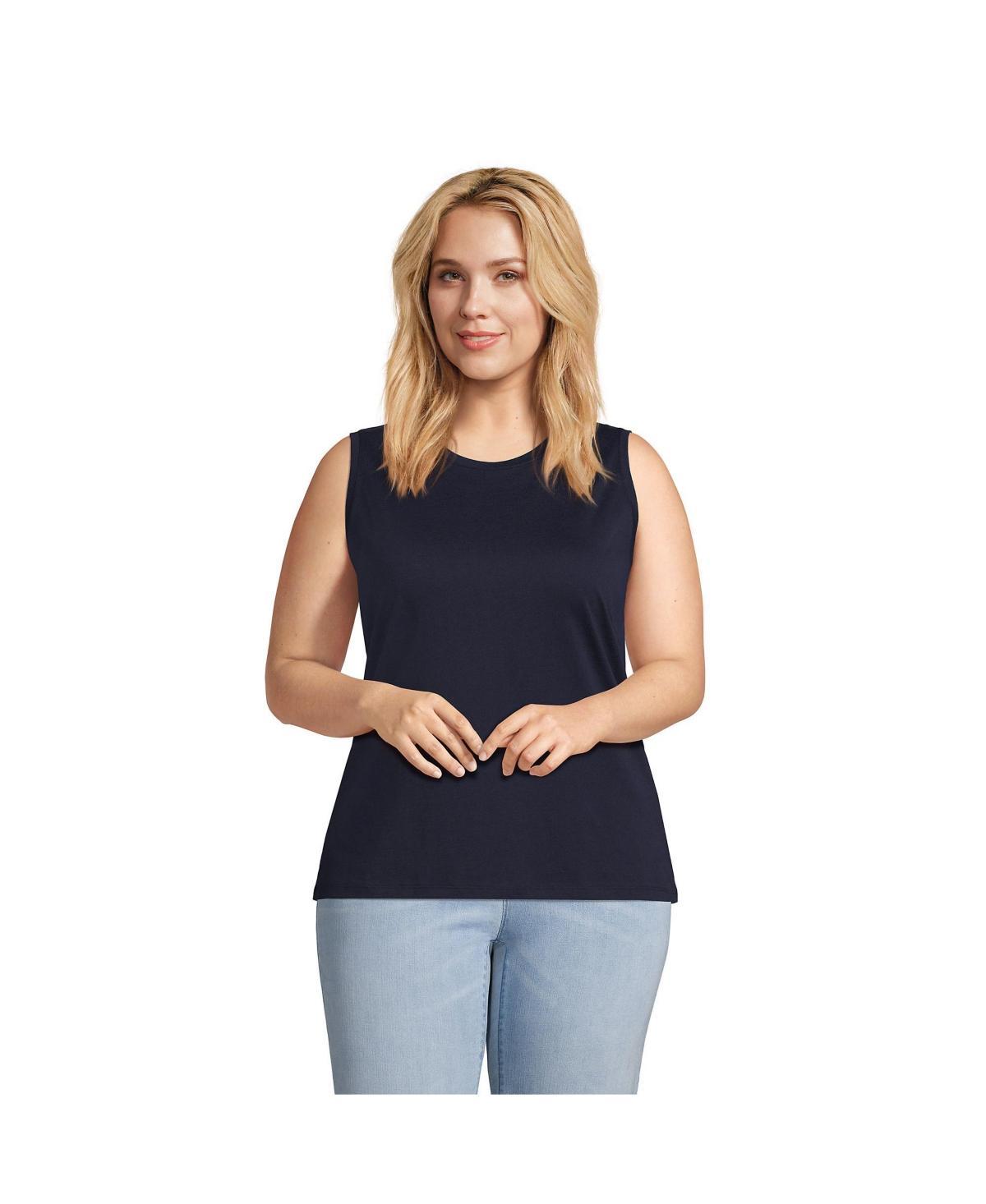 Plus Size Lands' End Power Performance Tunic Tank, Women's, Size: 2XL, White Product Image