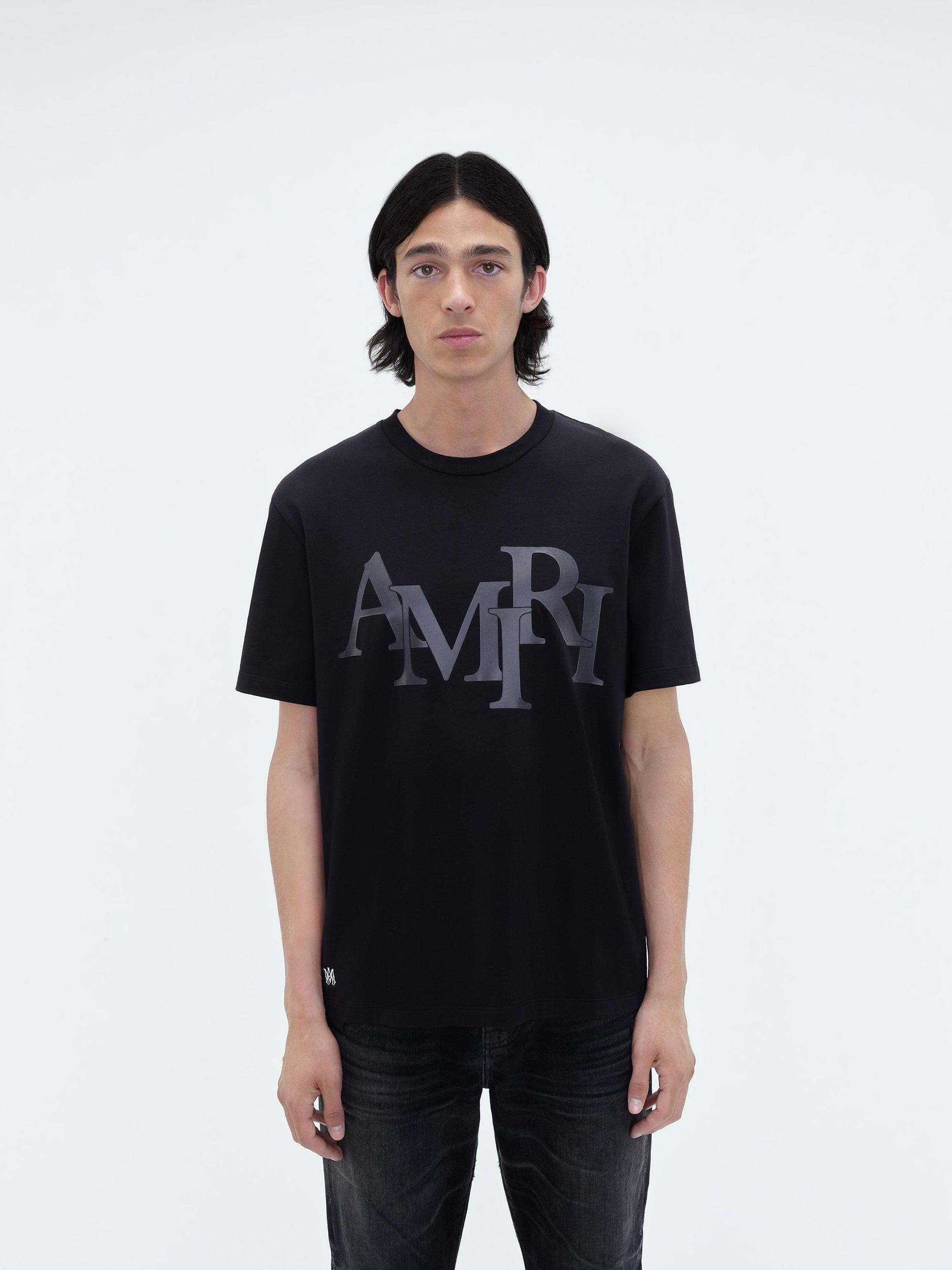 AMIRI STAGGERED LOGO TEE - Black Male Product Image