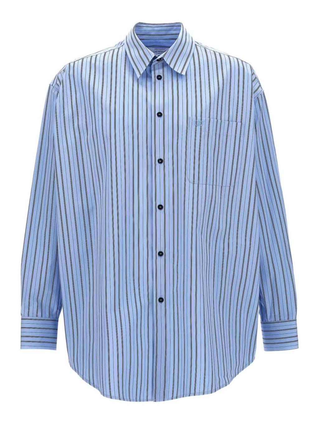 OFF-WHITE Striped Cotton Shirt In Placid Blue Product Image