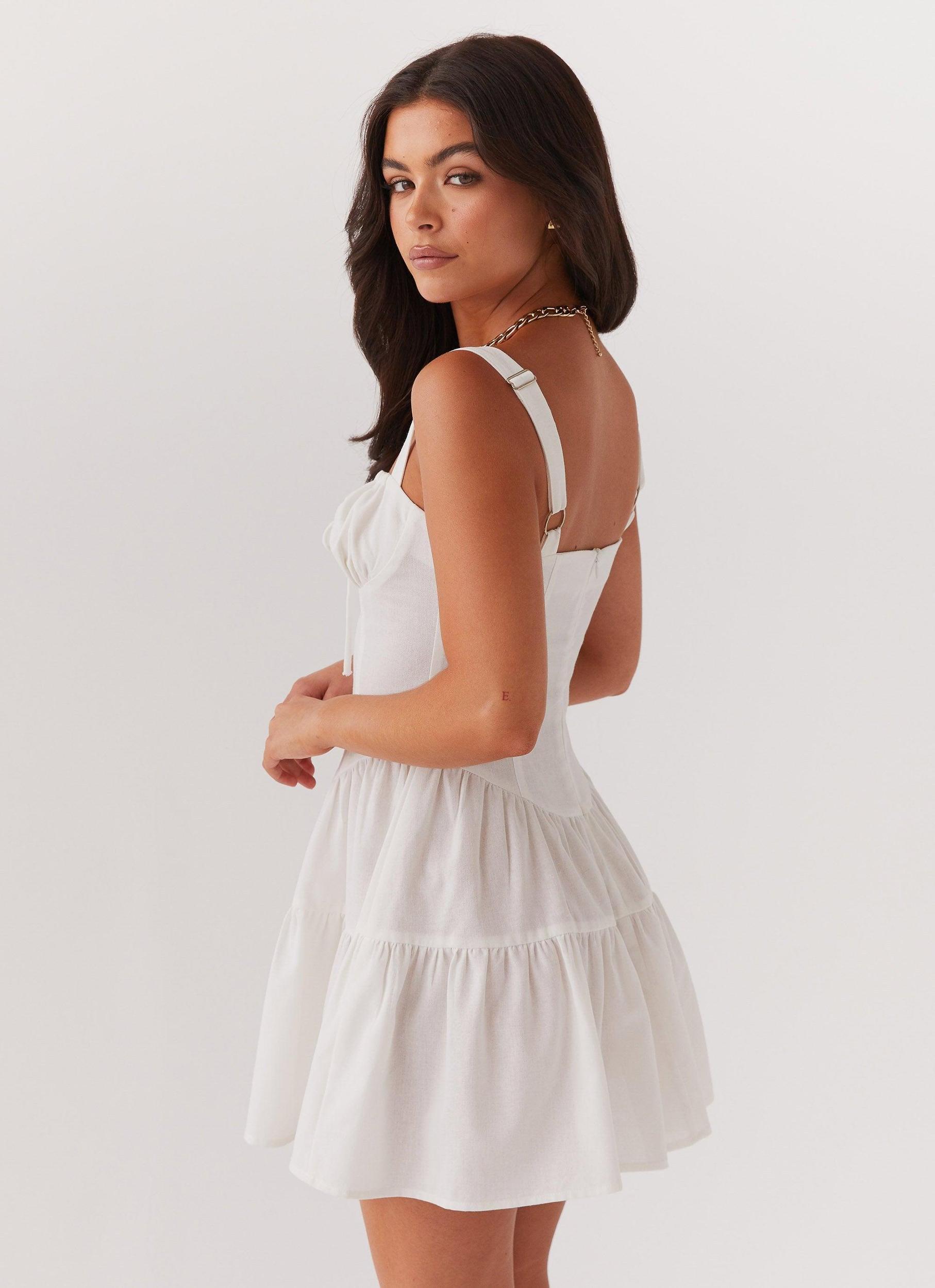 Lucie Linen Mini Dress - Ivory Product Image
