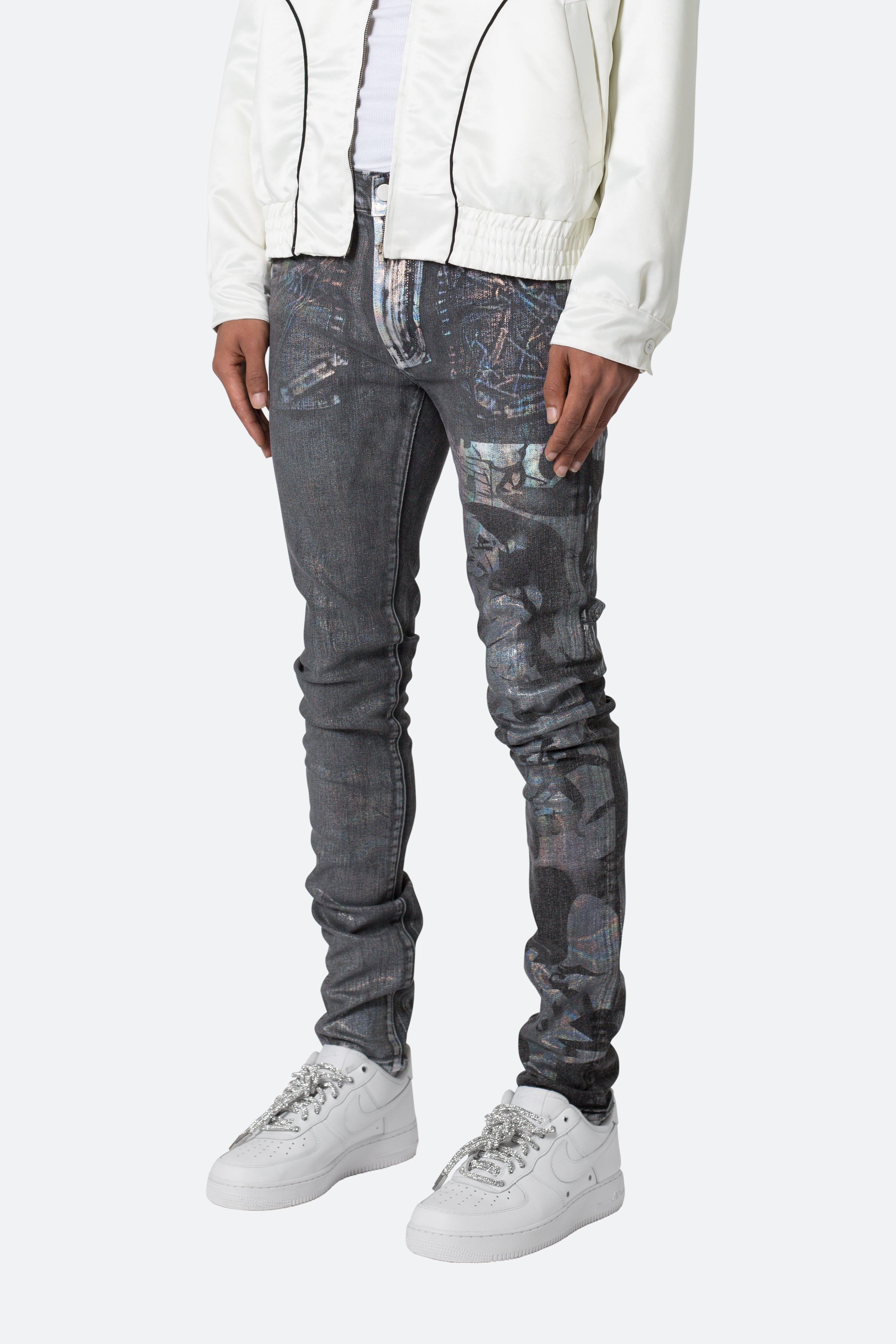 X507 Metallic Skinny Denim - Black/Silver Product Image