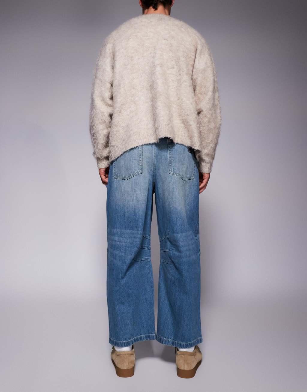 ASOS DESIGN horseshoe jeans in light wash blue Product Image