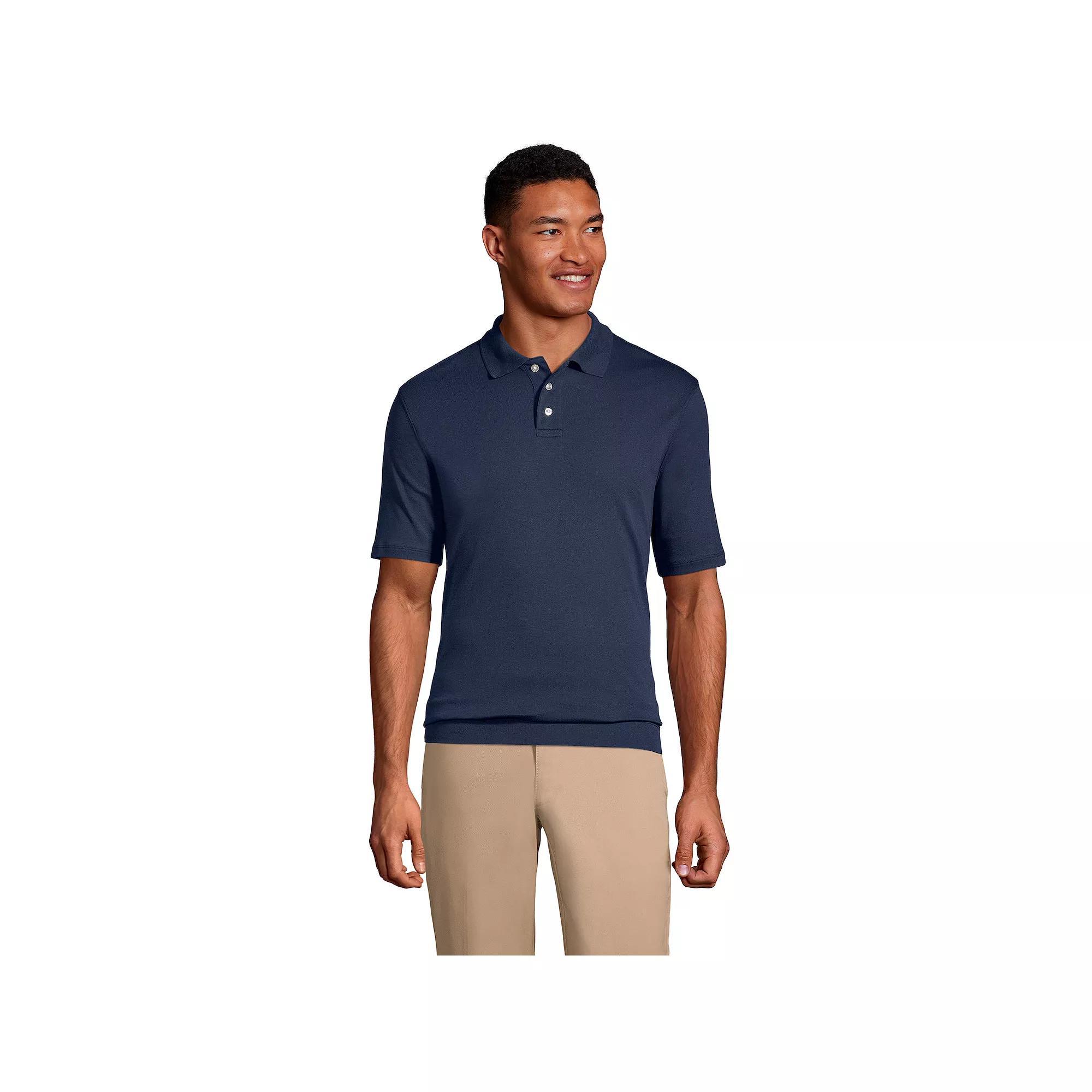 Men's Lands' End Short Sleeve Banded Bottom Polo Shirt, Size: Medium, Classic Blue Product Image