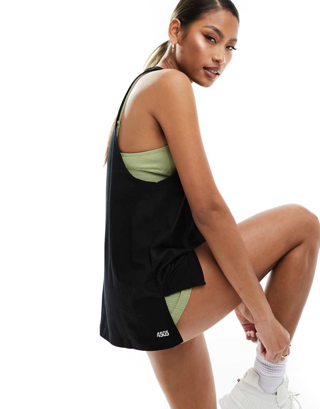 4505 Icon cotton tank top with dropped armholes in black  Product Image