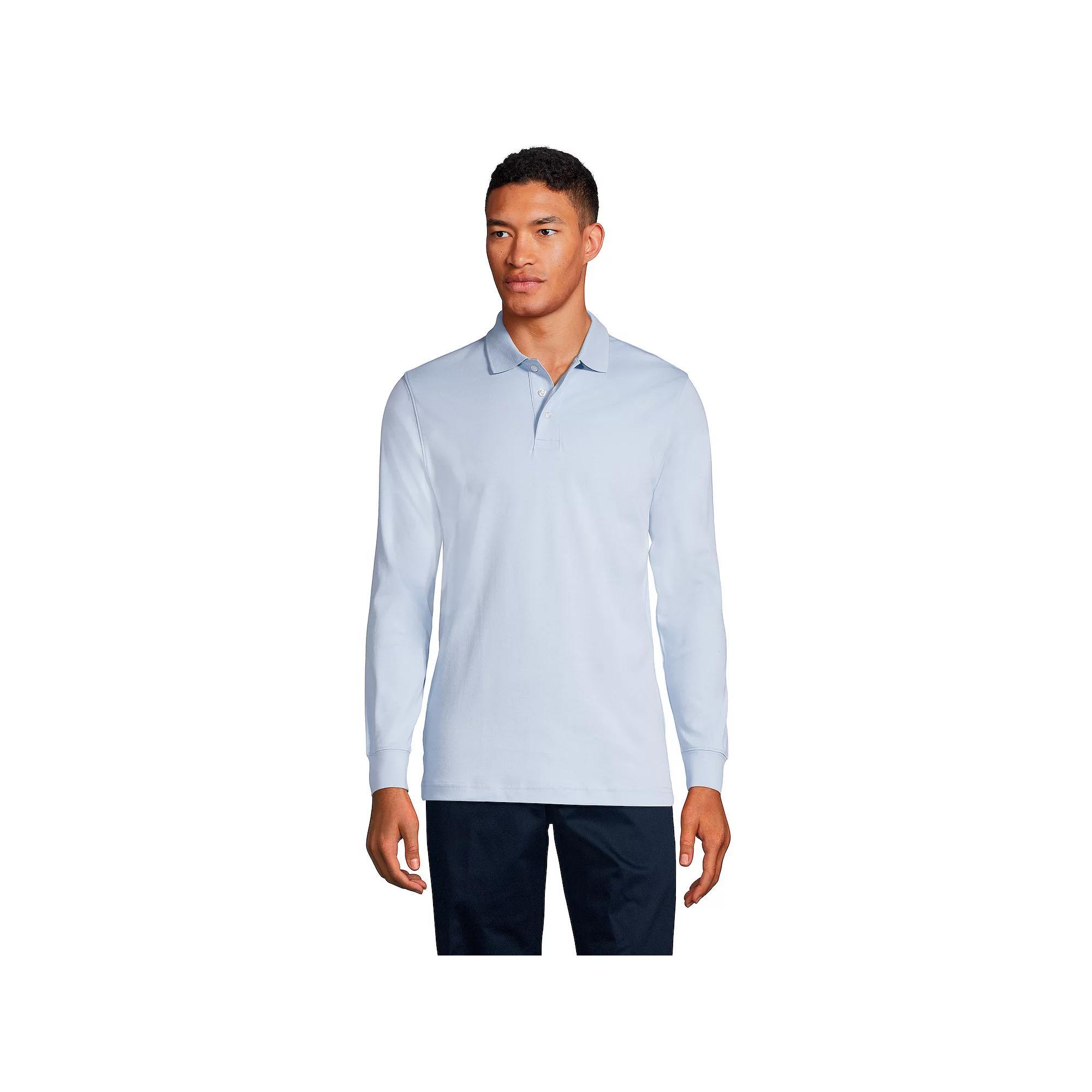 Big & Tall Lands End Long Sleeve Interlock Polo, Mens Product Image